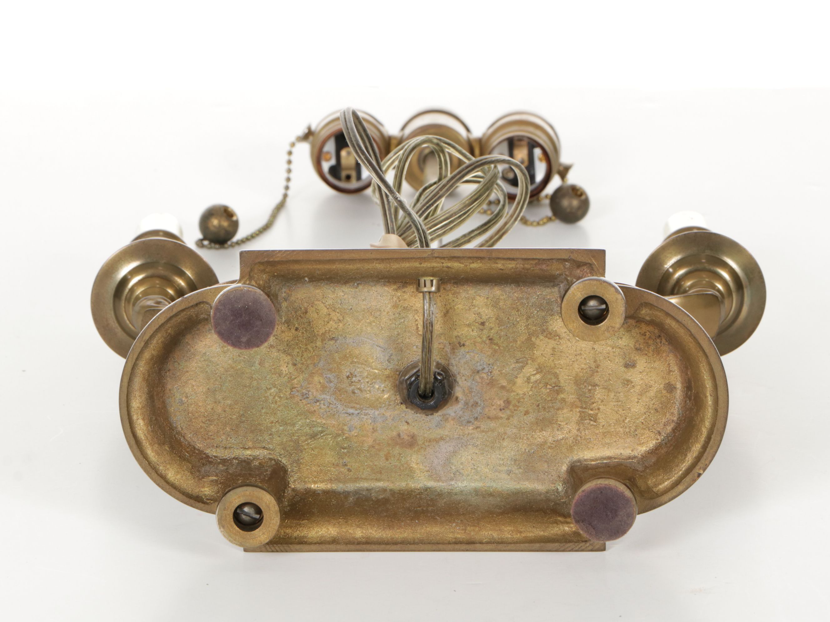 Brass Two-Arm Bouillotte Table Lamp, Mid-20th Century