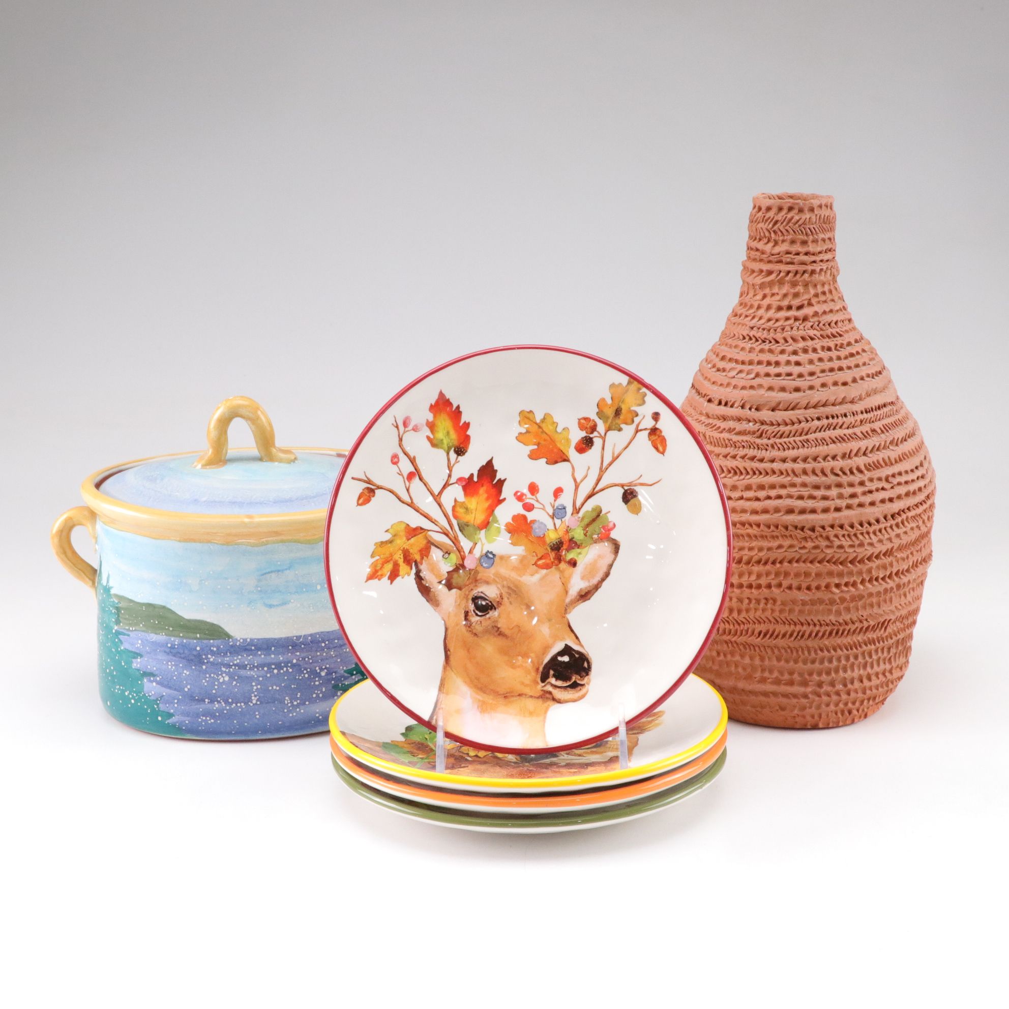 Pier 1 "Harvest Garden Critters" Plates with Hand-Sculpted Vase and More