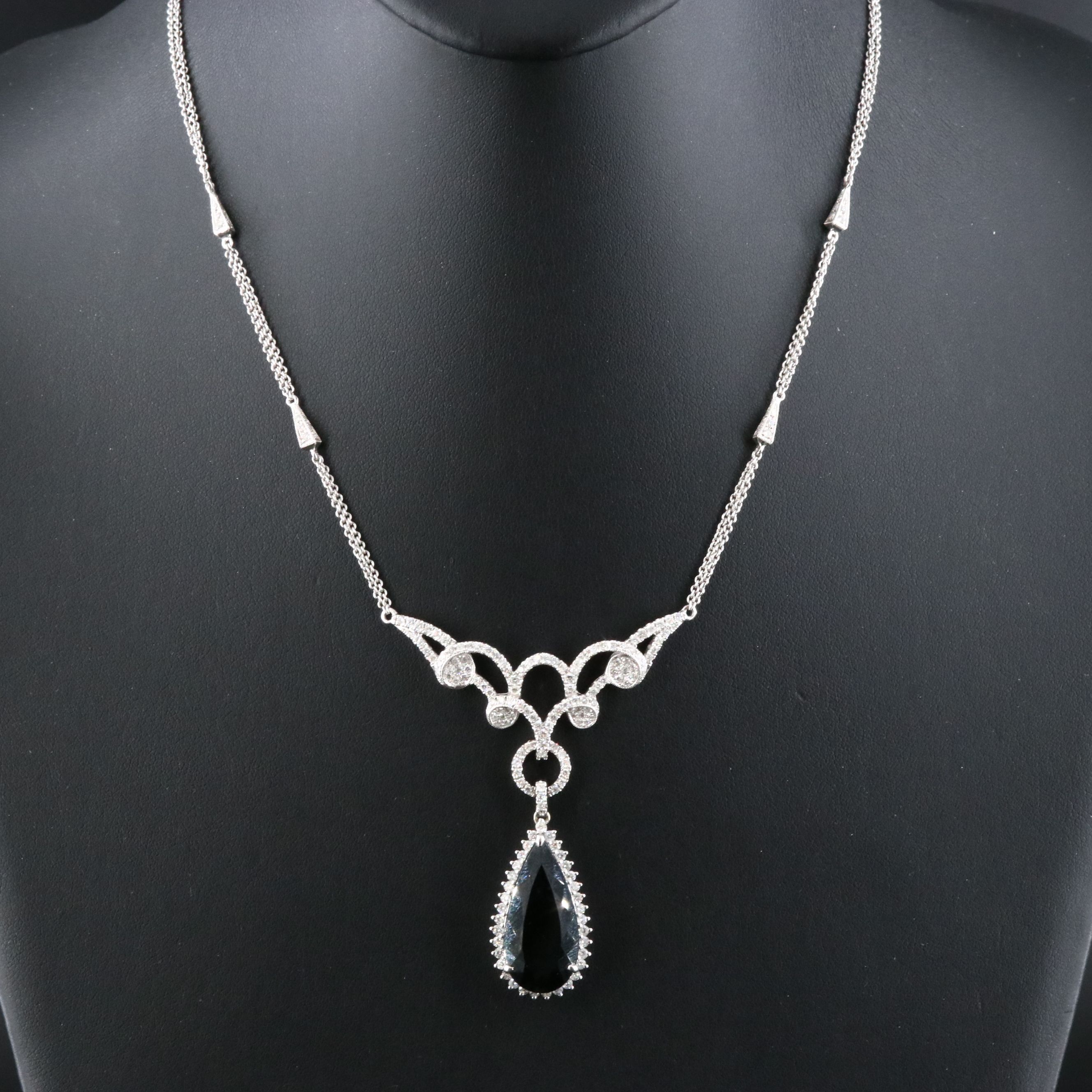 14K 20.48 CT Green Tourmaline and 1.60 CTW Diamond Lavalier Necklace