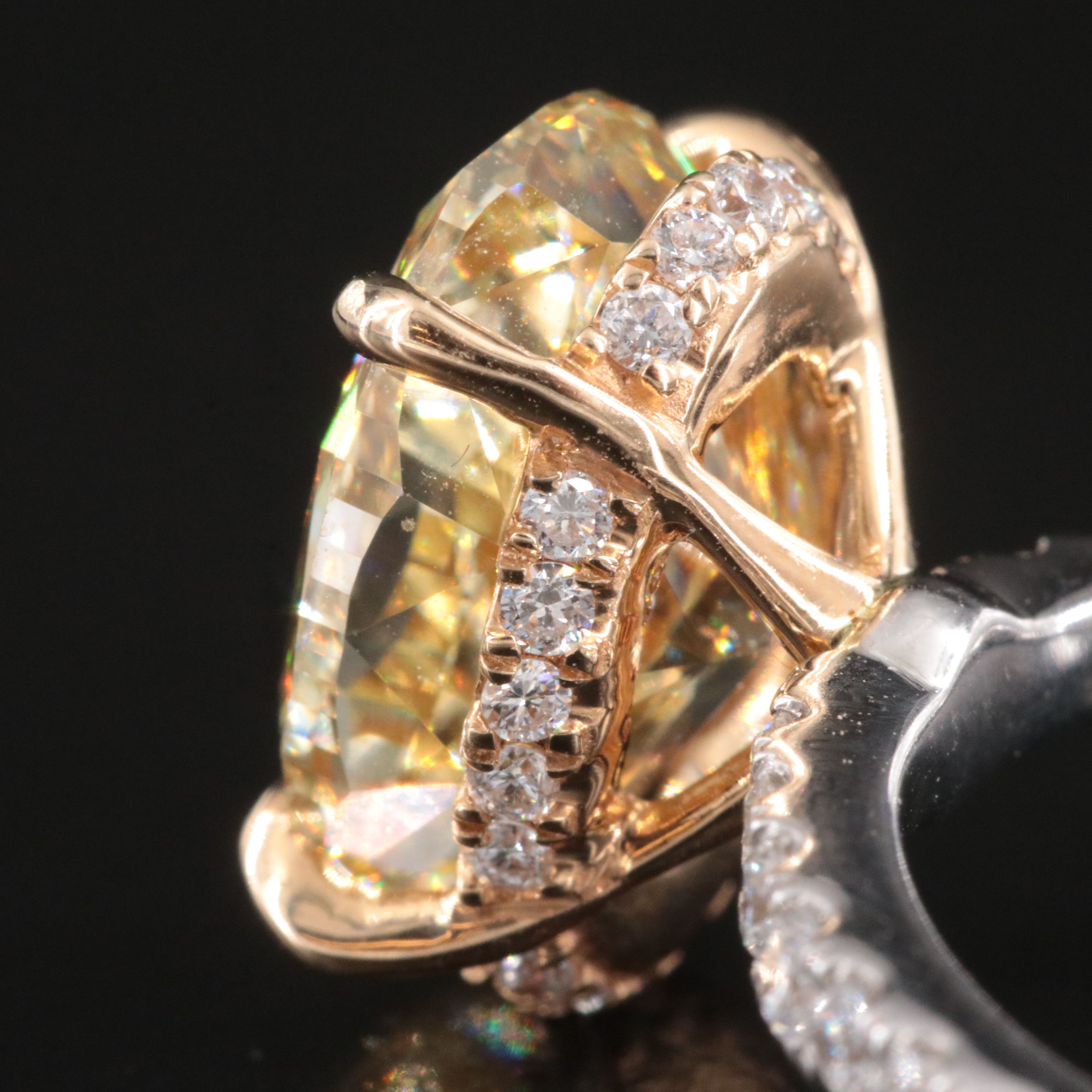 14K 5.15 CTW Lab Grown Diamond Ring with Fancy Yellow Center