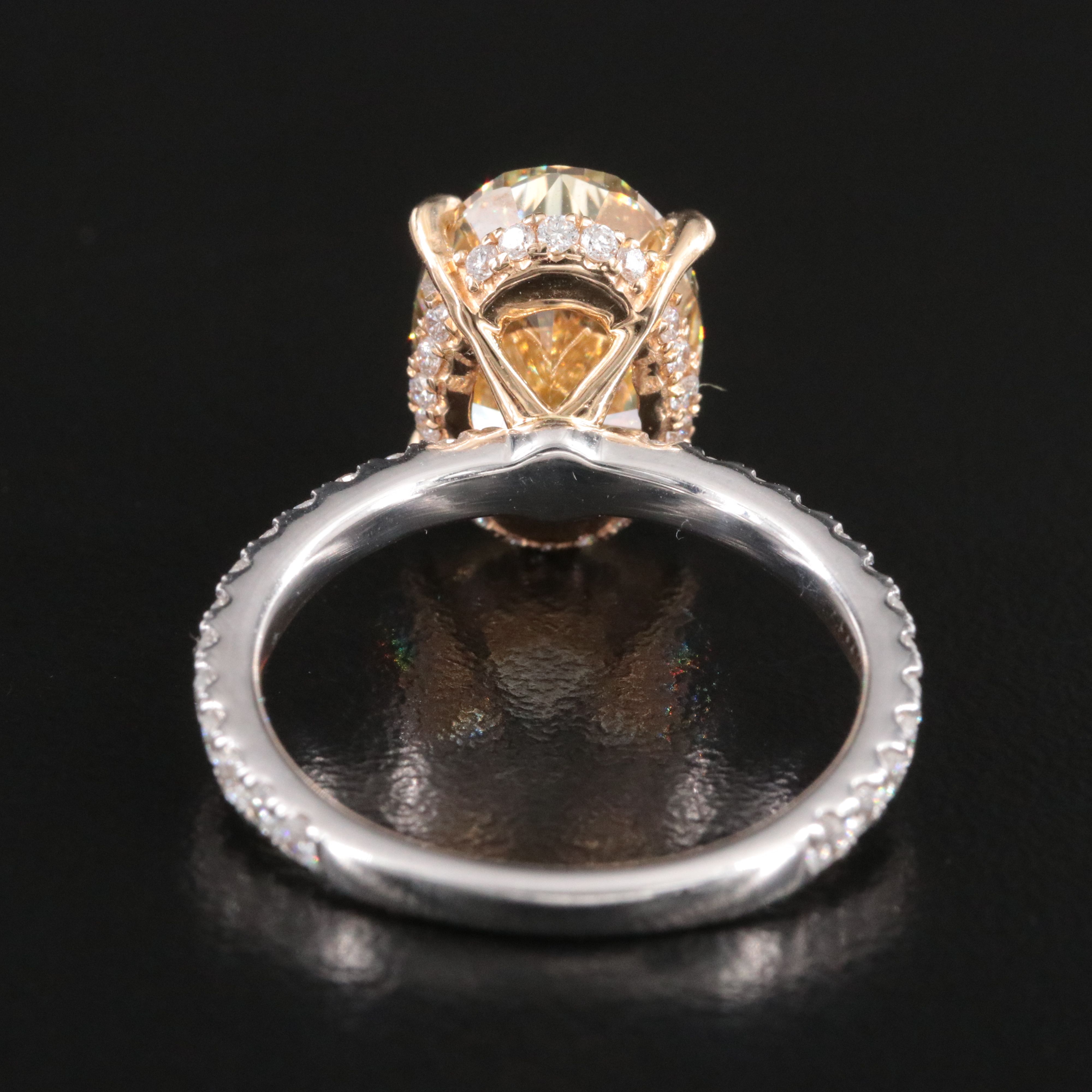 14K 5.15 CTW Lab Grown Diamond Ring with Fancy Yellow Center