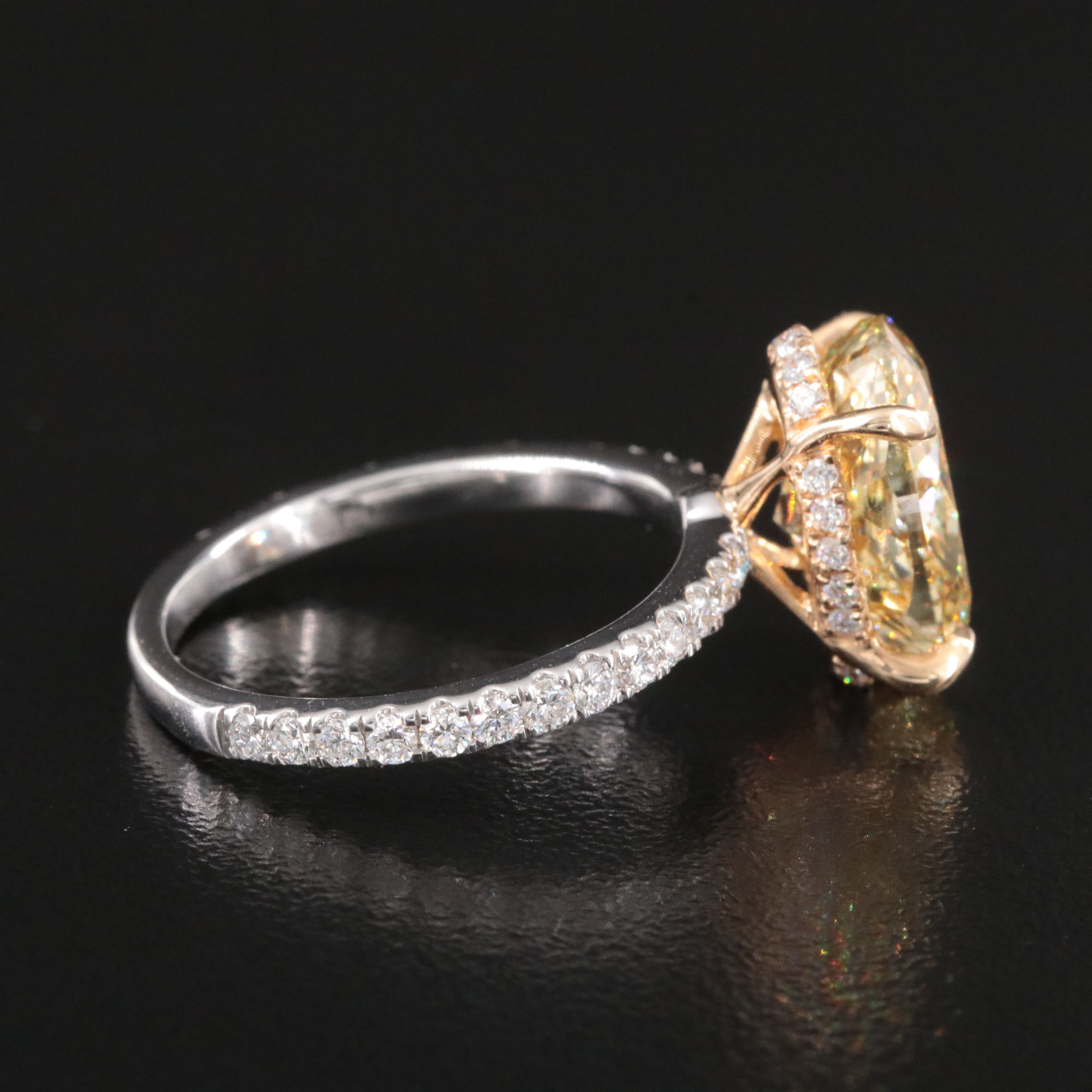 14K 5.15 CTW Lab Grown Diamond Ring with Fancy Yellow Center