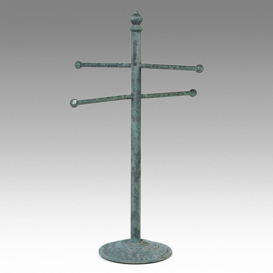 Vintage Verdigris Finish Metal Quilt or Towel Stand