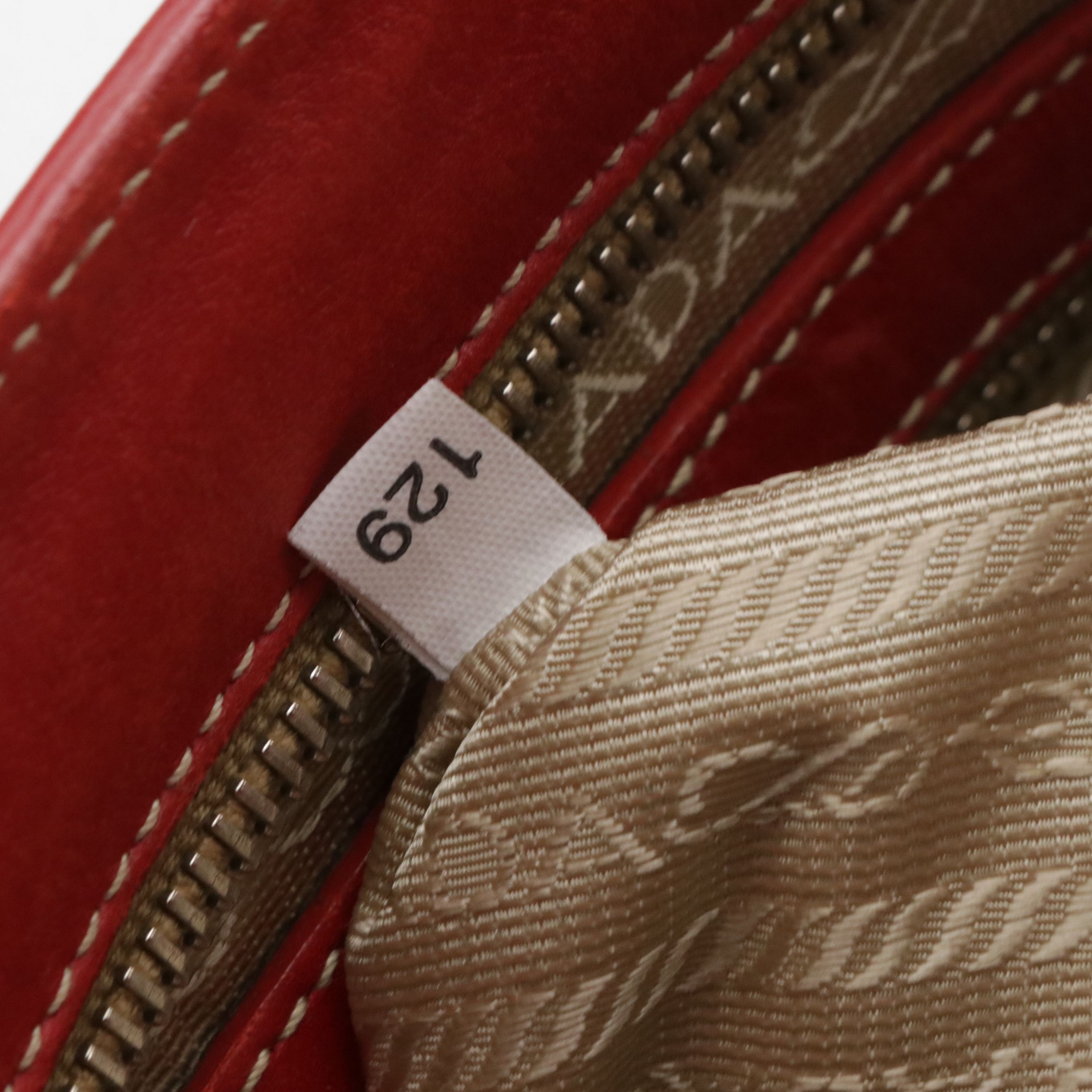 Prada Beige Canapa Logo Jacquard Canvas and Red Leather Crossbody Bag