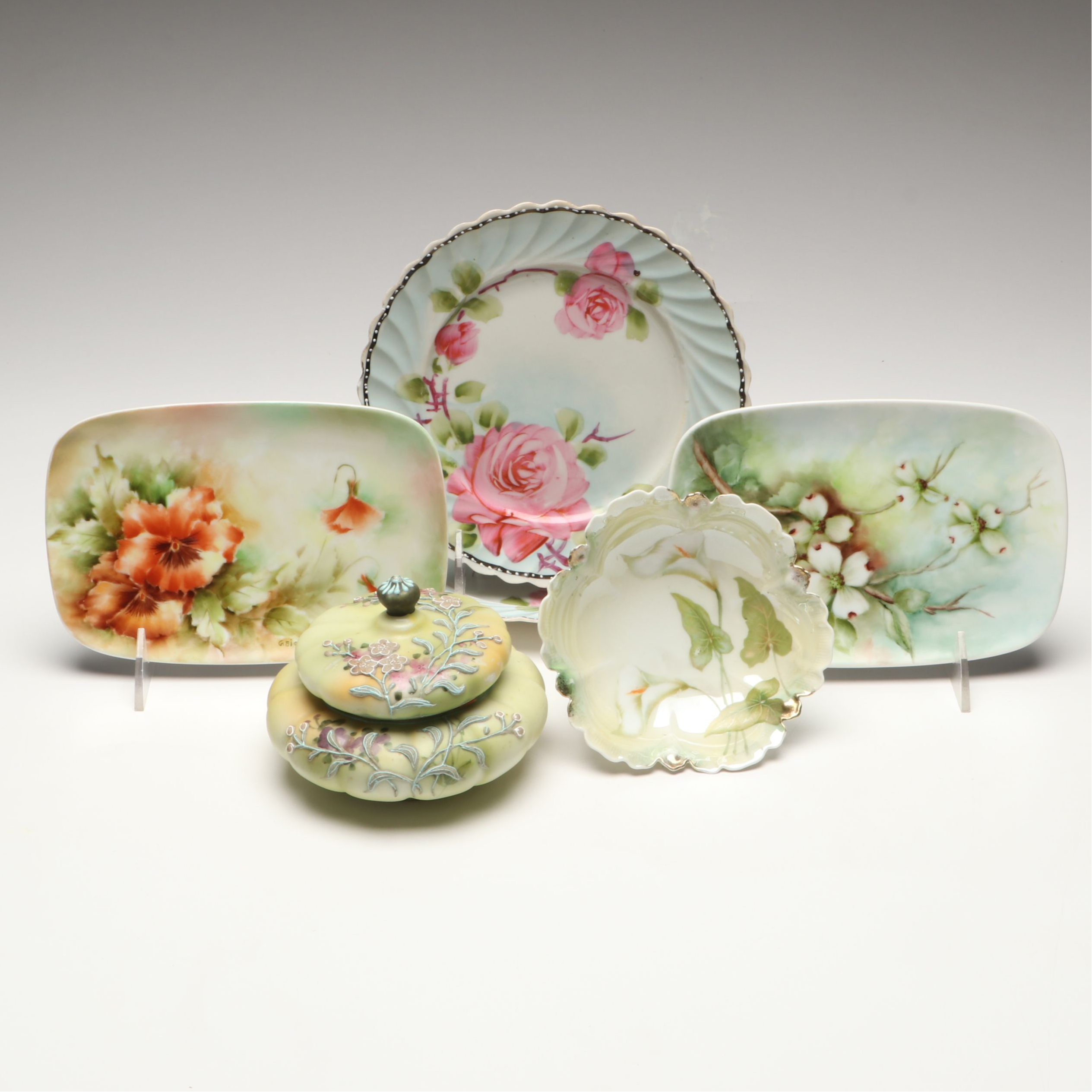 Reinhold Schlegelmilch "Calla Lily" Porcelain Bowl with Other Floral Table Décor