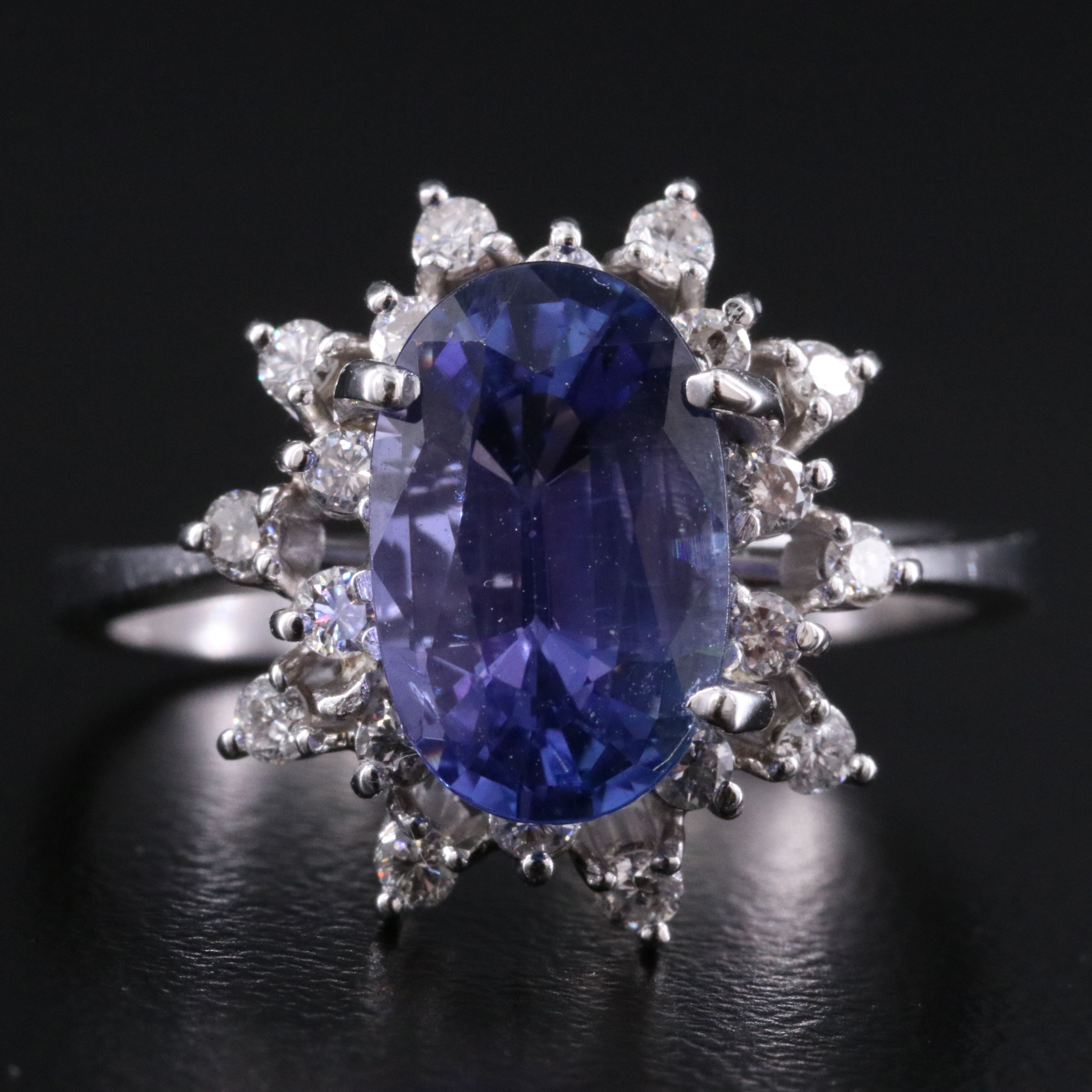 10K 2.80 CT Tanzanite and 0.40 CTW Diamond Ring with GIA Report