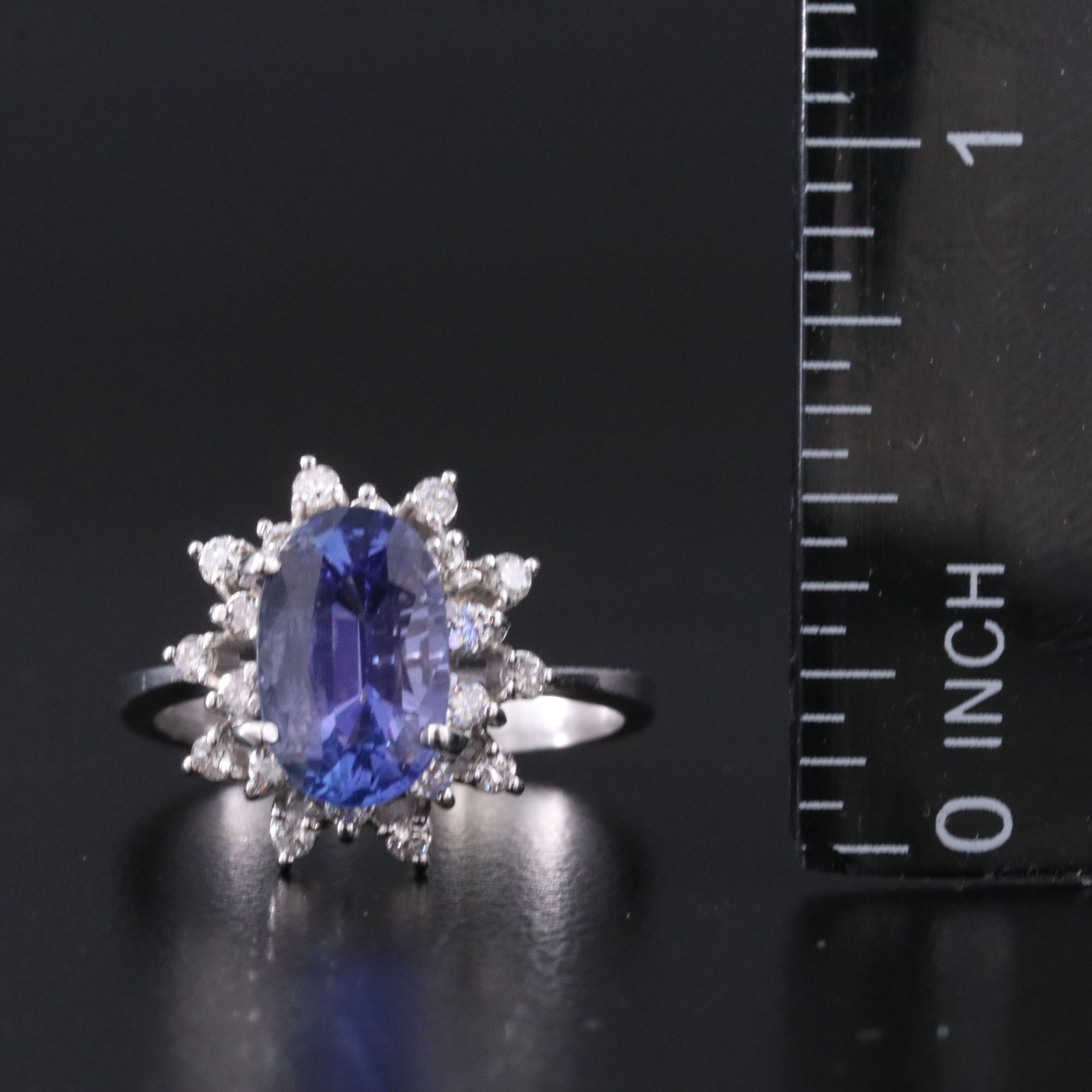 10K 2.80 CT Tanzanite and 0.40 CTW Diamond Ring with GIA Report