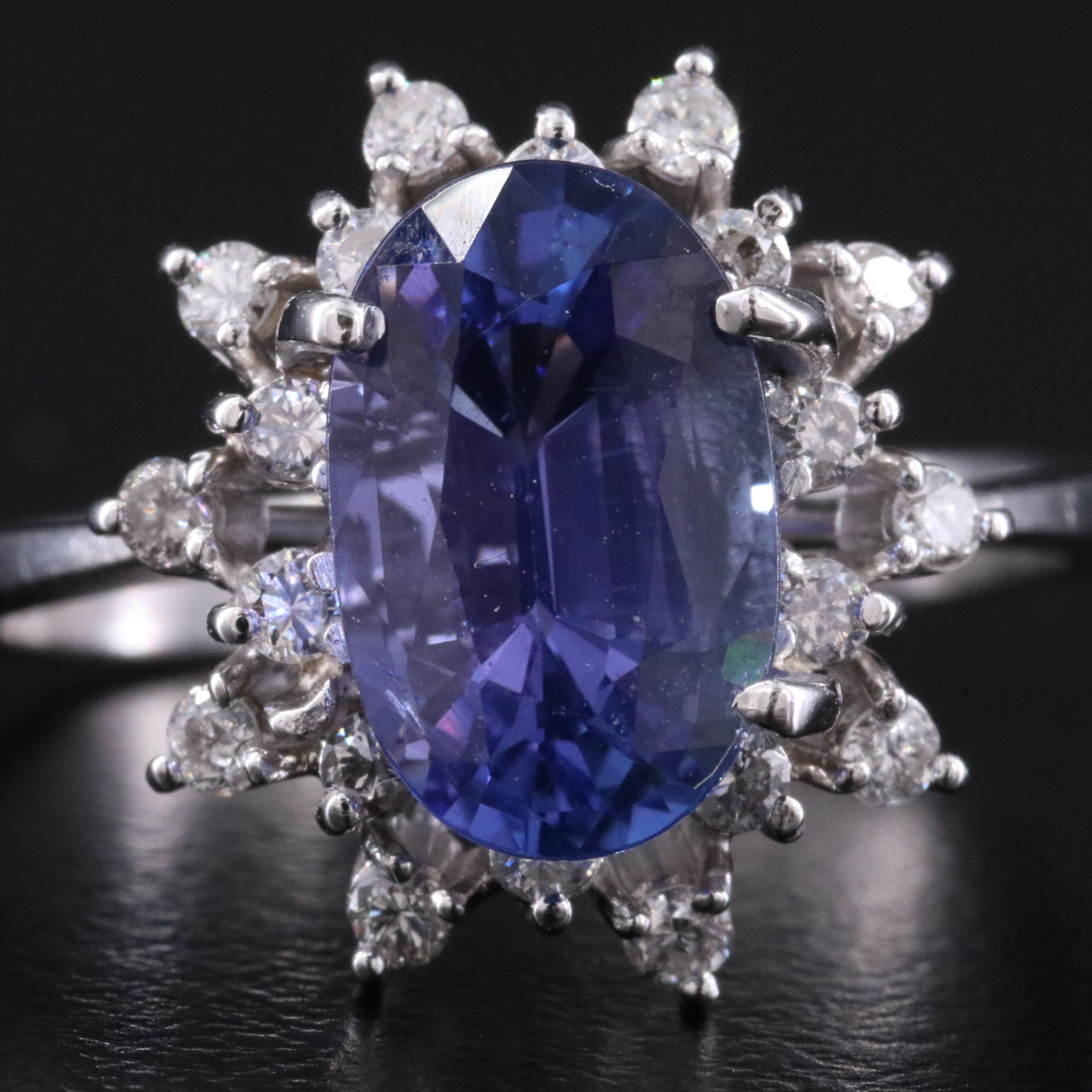 10K 2.80 CT Tanzanite and 0.40 CTW Diamond Ring with GIA Report