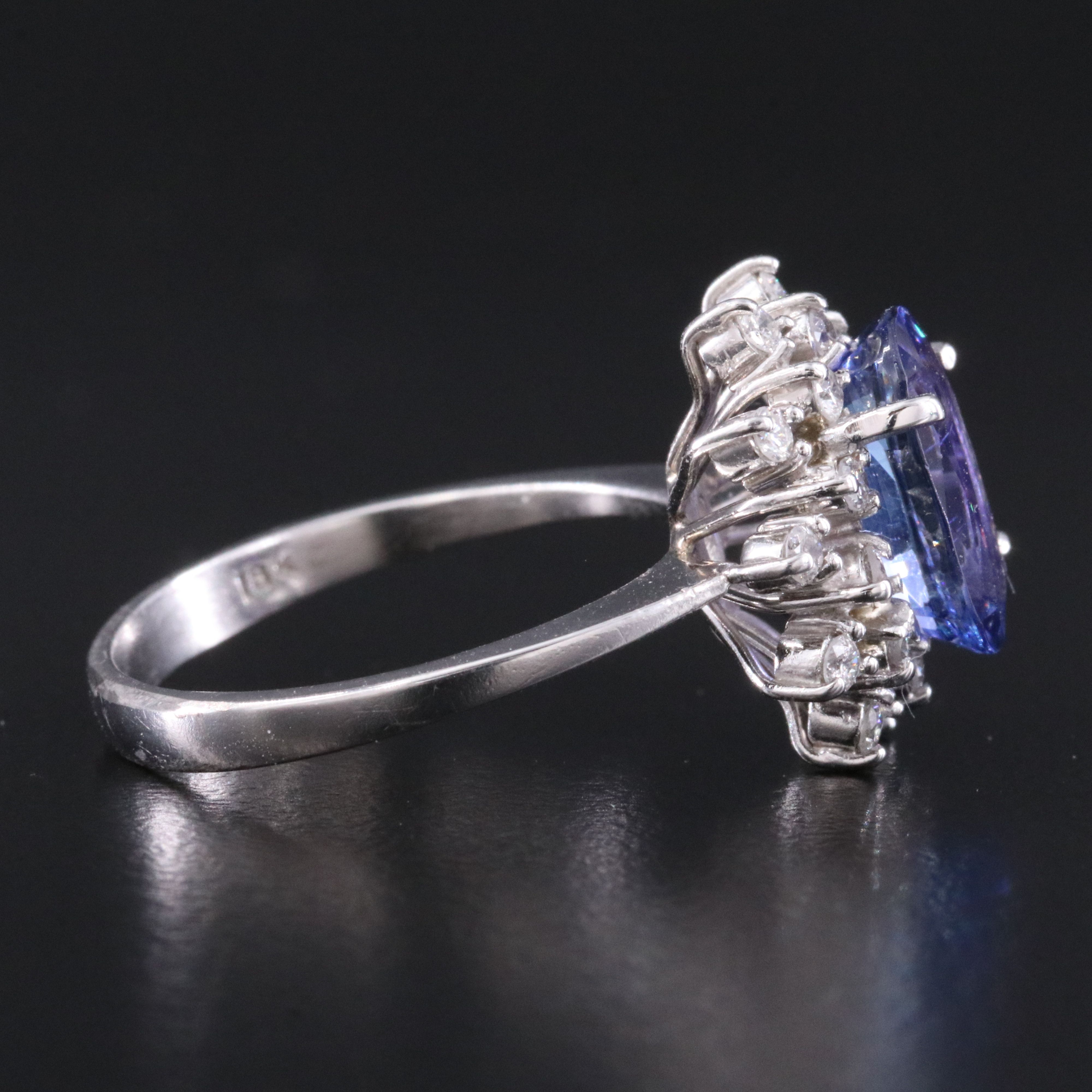 10K 2.80 CT Tanzanite and 0.40 CTW Diamond Ring with GIA Report