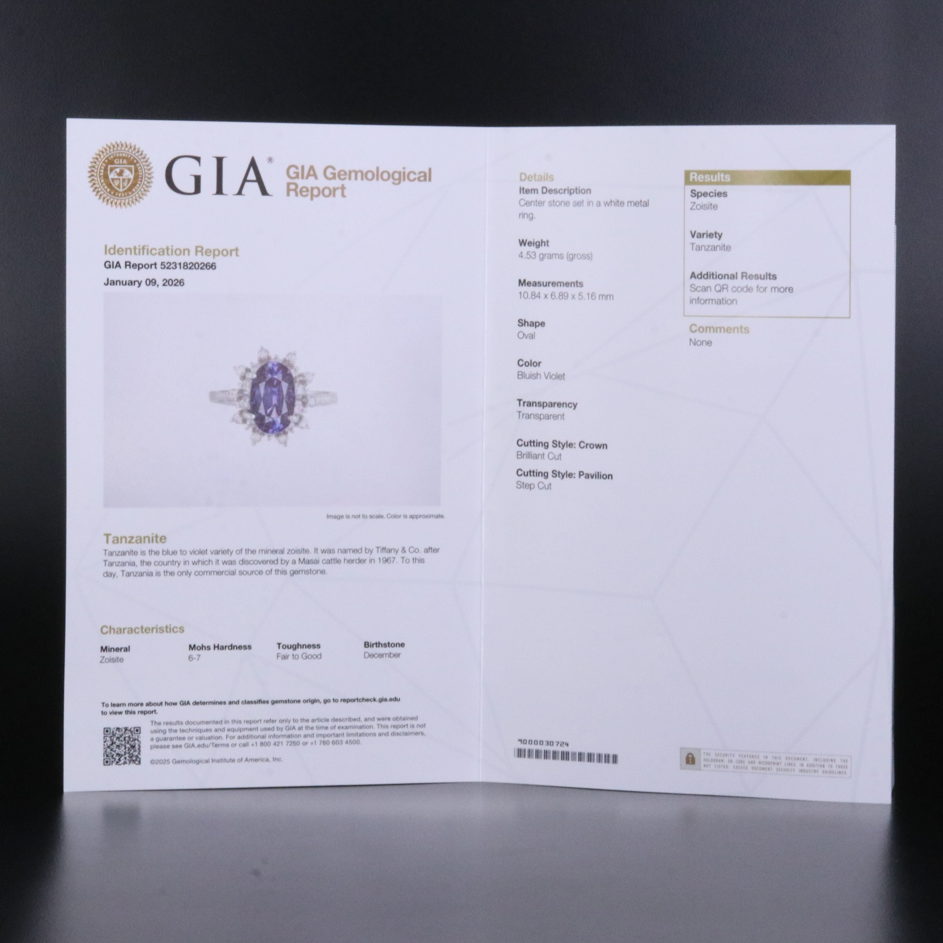 10K 2.80 CT Tanzanite and 0.40 CTW Diamond Ring with GIA Report