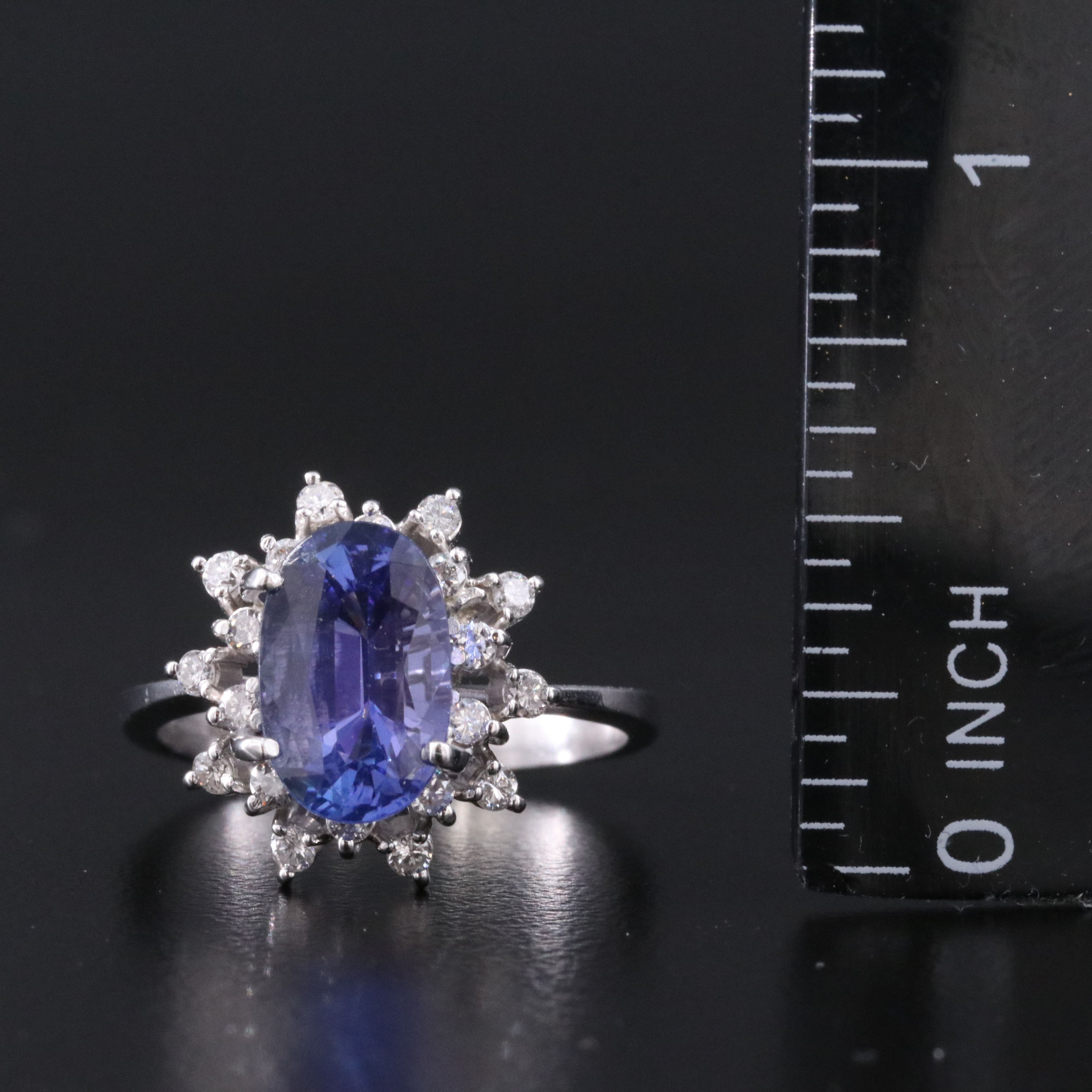 10K 2.80 CT Tanzanite and 0.40 CTW Diamond Ring with GIA Report