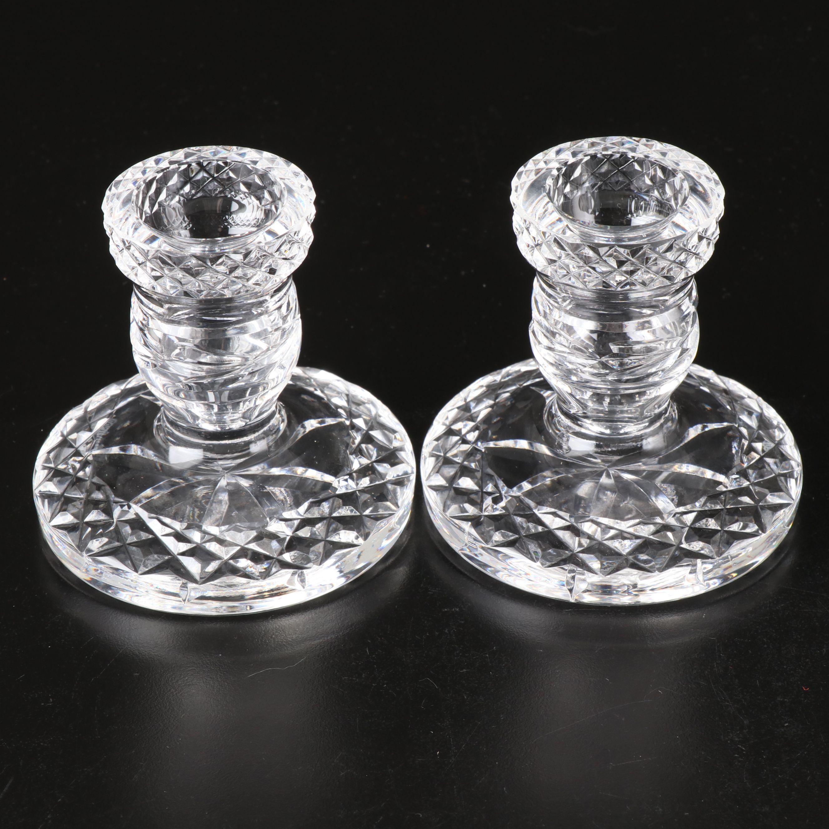 Waterford Crystal "Kilbarry" Fluted Glass with "Glandore" Single Candleholders