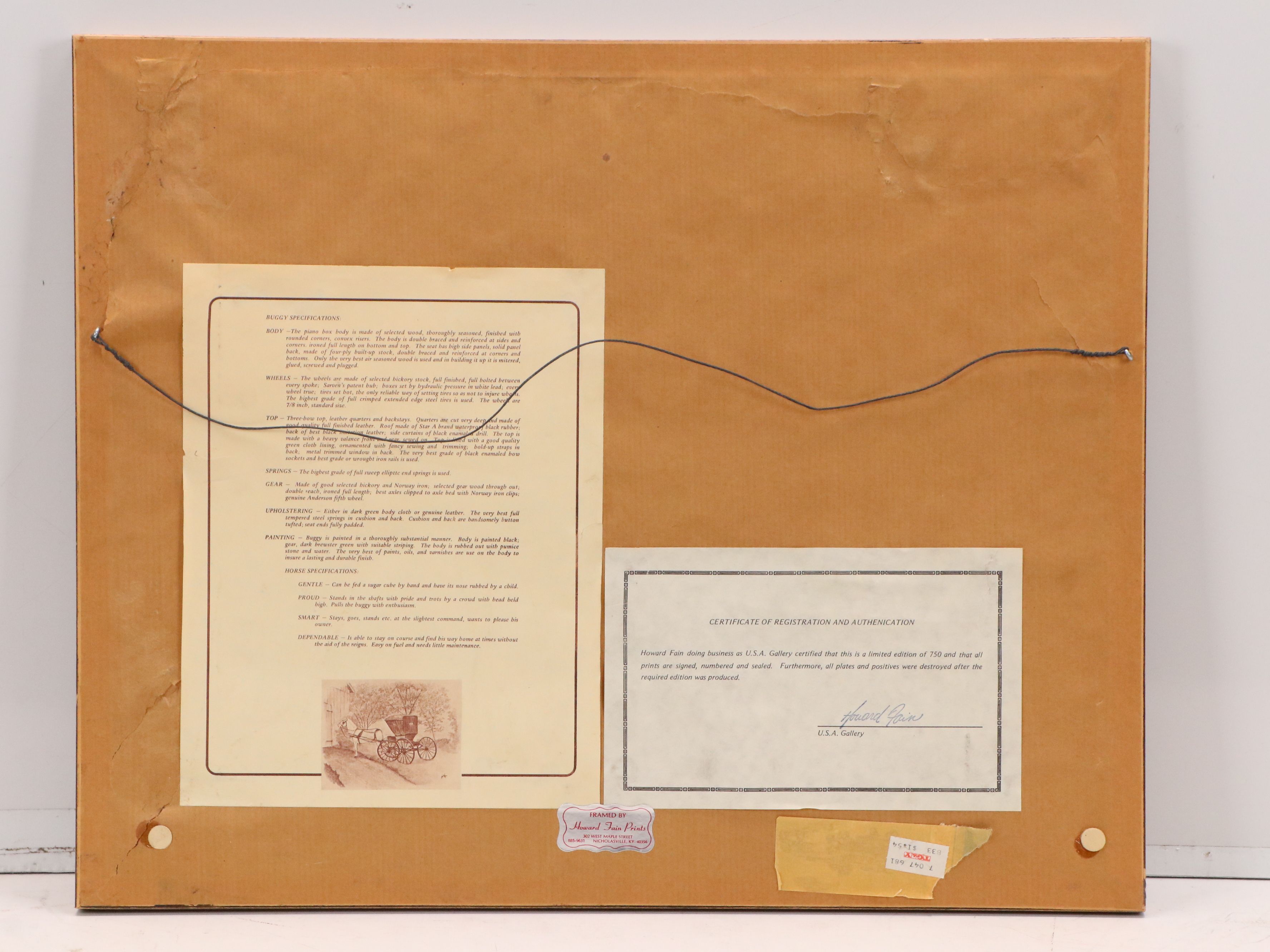 Howard Fain Offset Lithograph "Pioneer Wheels of Progress," 1979