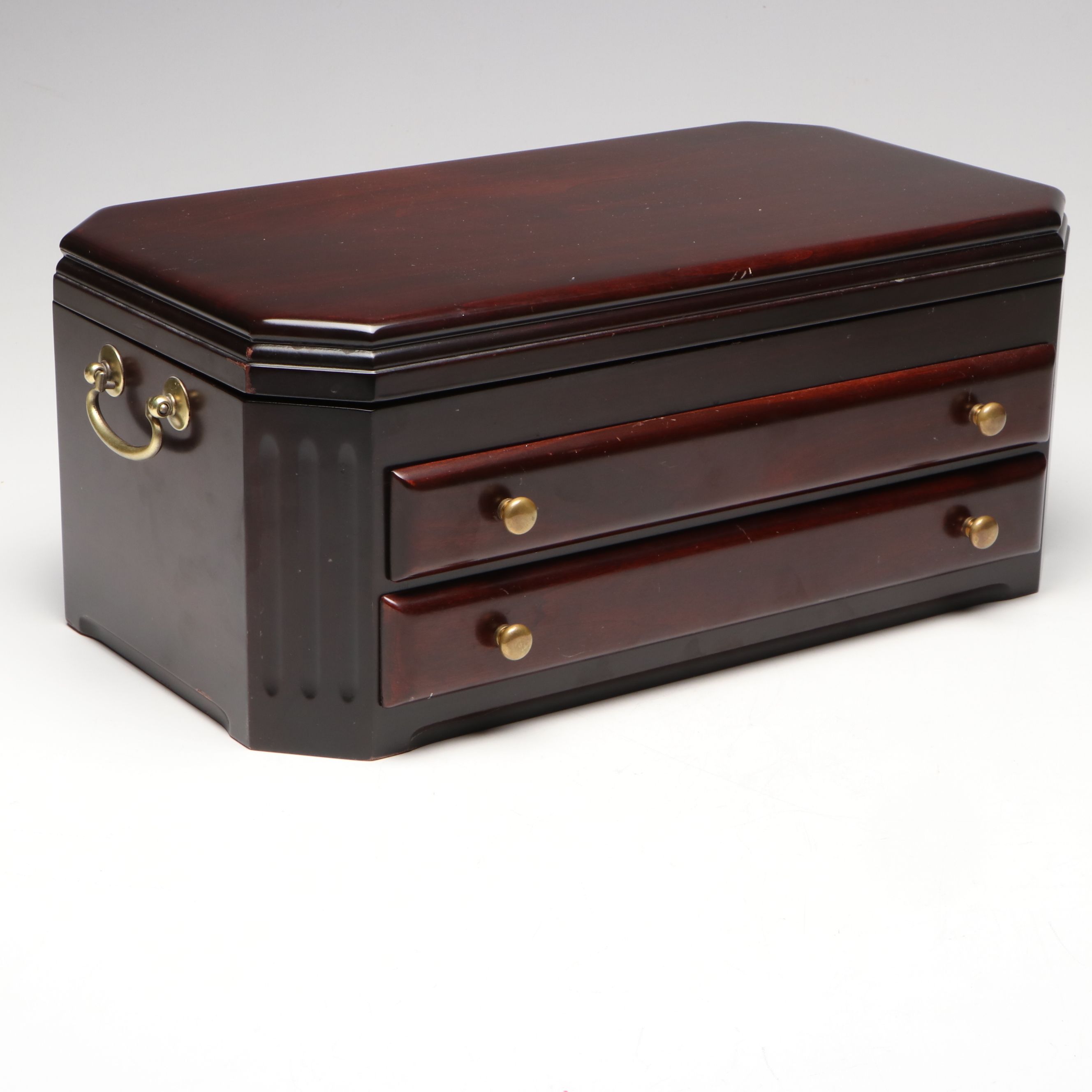 Eureka Manufacturing Co. Velveteen Lined Wooden Jewelry Box