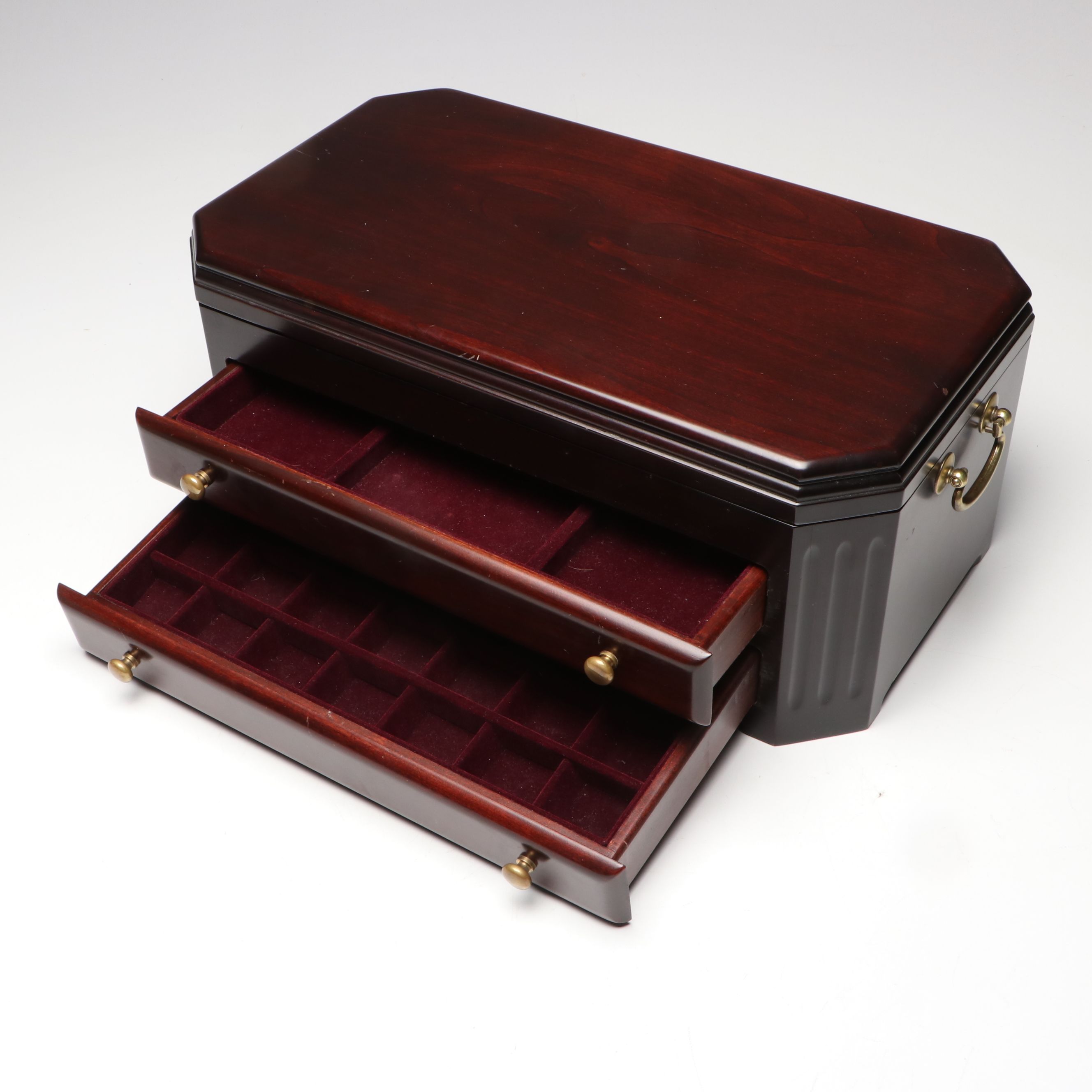 Eureka Manufacturing Co. Velveteen Lined Wooden Jewelry Box