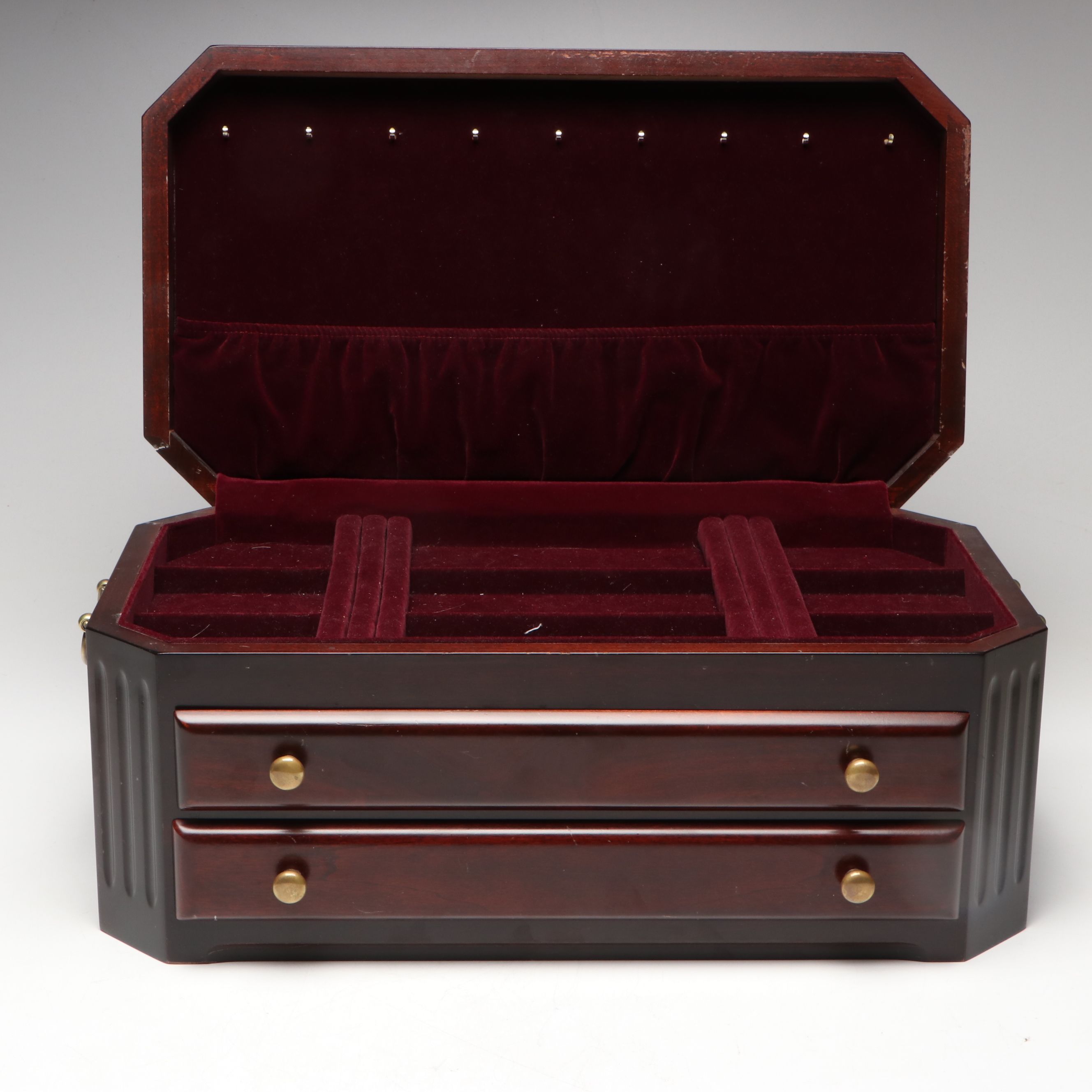 Eureka Manufacturing Co. Velveteen Lined Wooden Jewelry Box