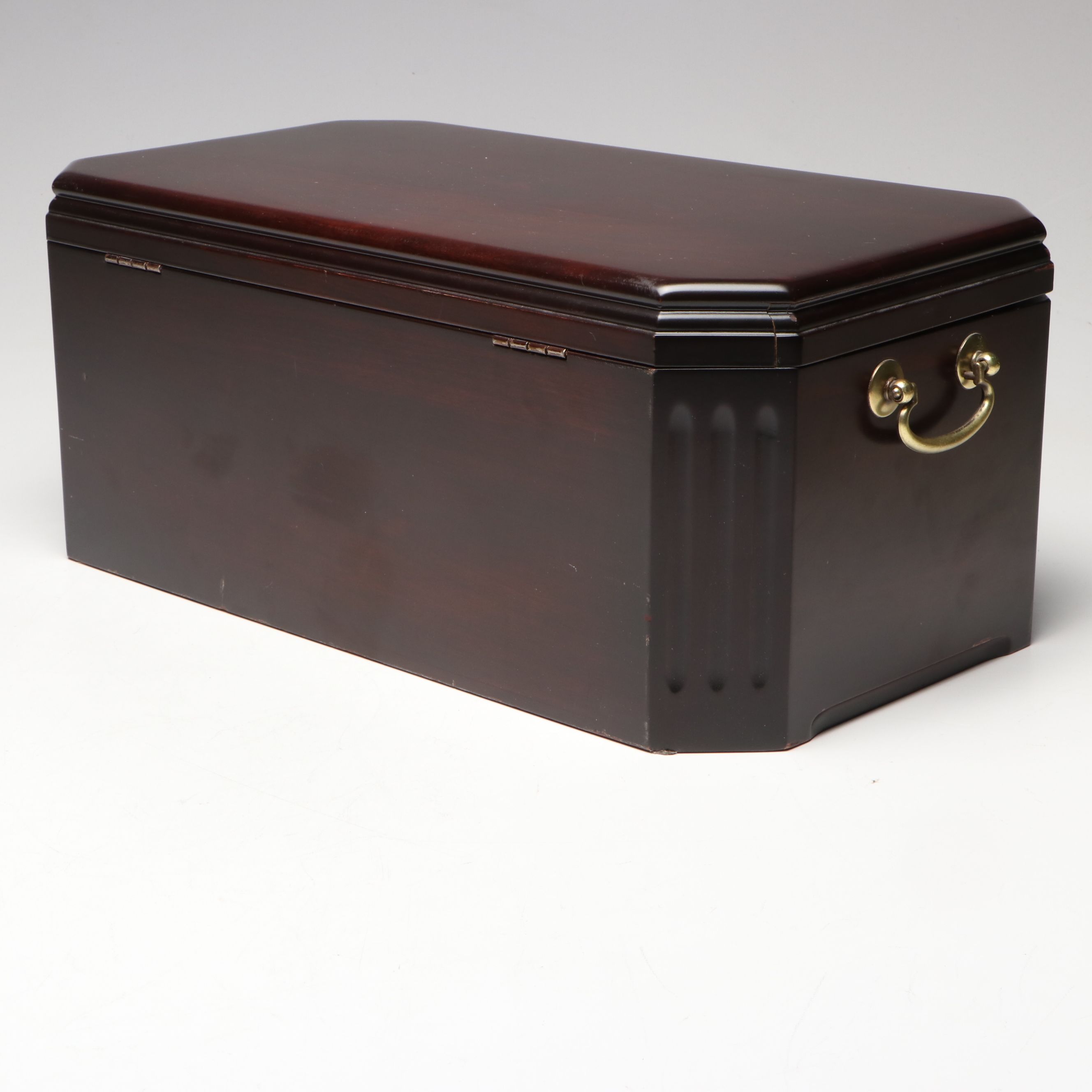 Eureka Manufacturing Co. Velveteen Lined Wooden Jewelry Box