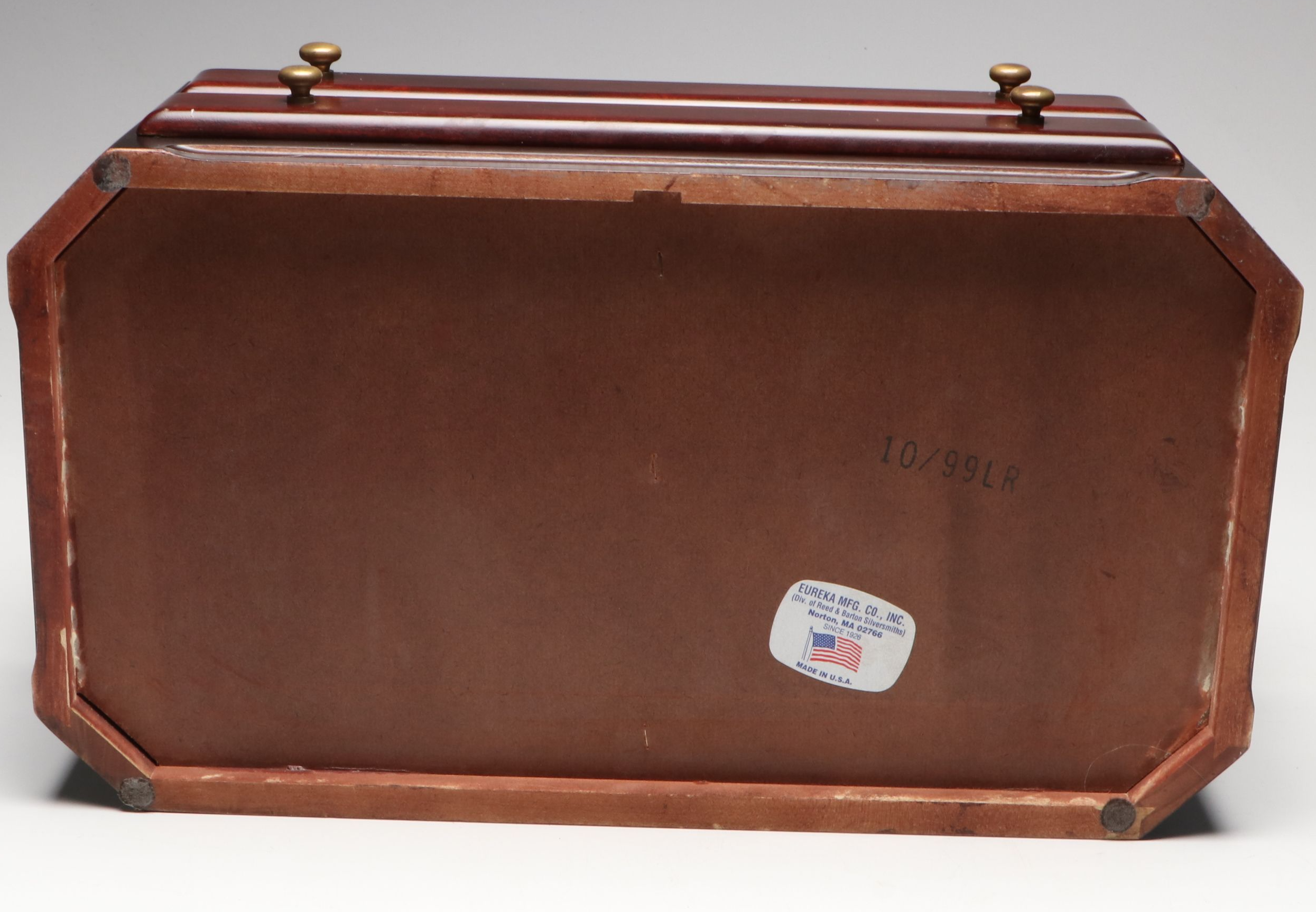 Eureka Manufacturing Co. Velveteen Lined Wooden Jewelry Box