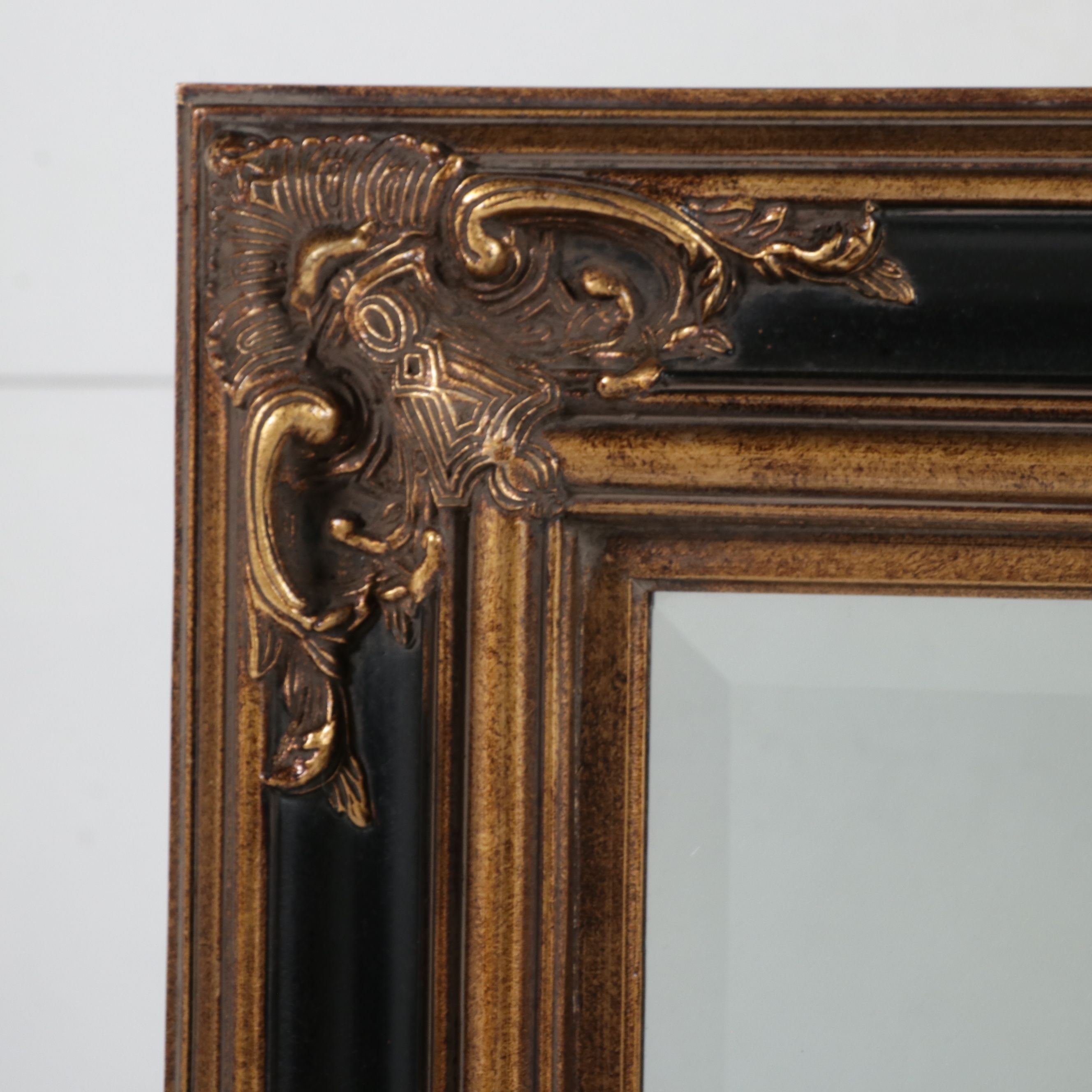 Louis XV Revival Gilt and Ebonized Wood Beveled Glass Wall Mirror