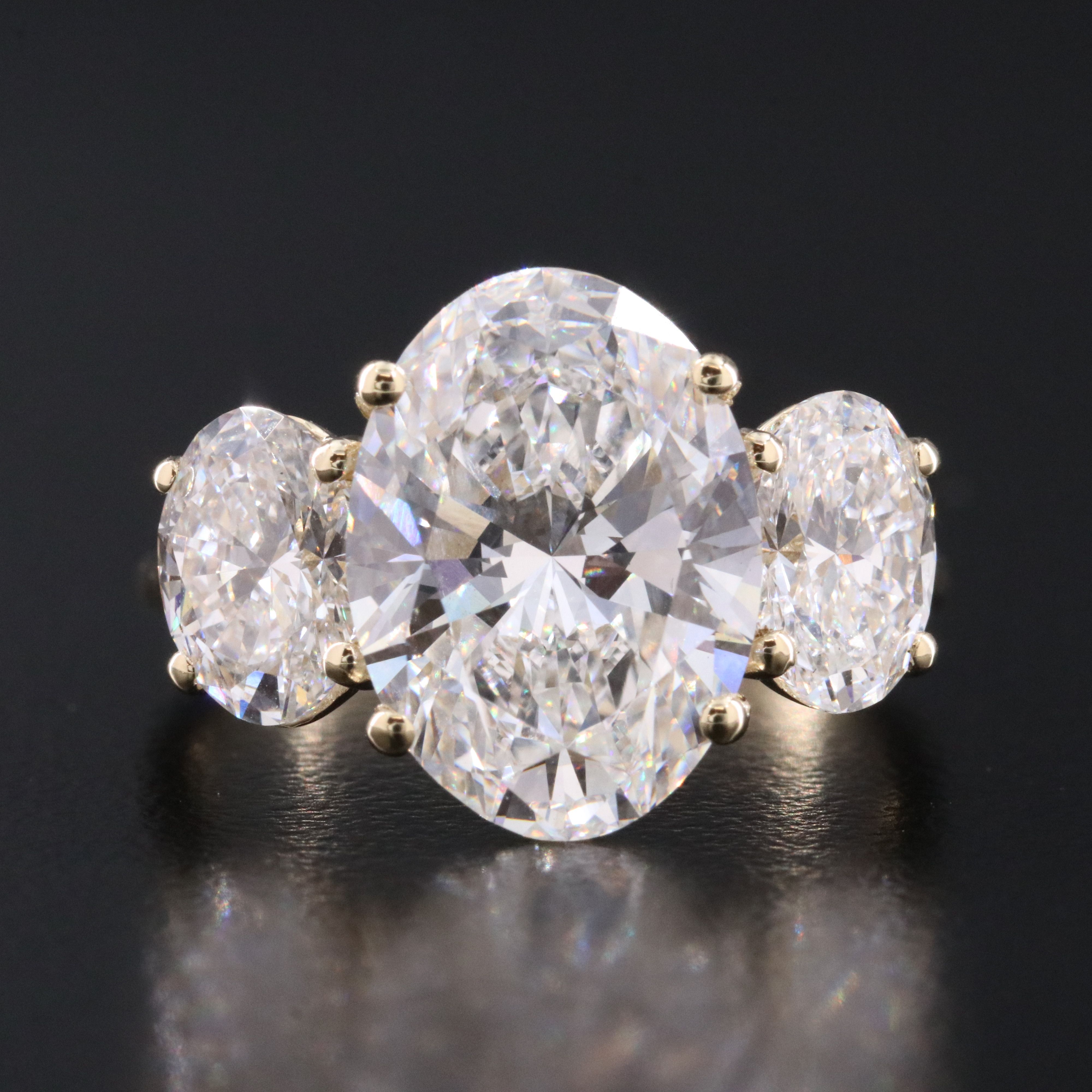 14K 7.04 CTW Lab Grown Diamond Three Stone Ring with IGI Reports