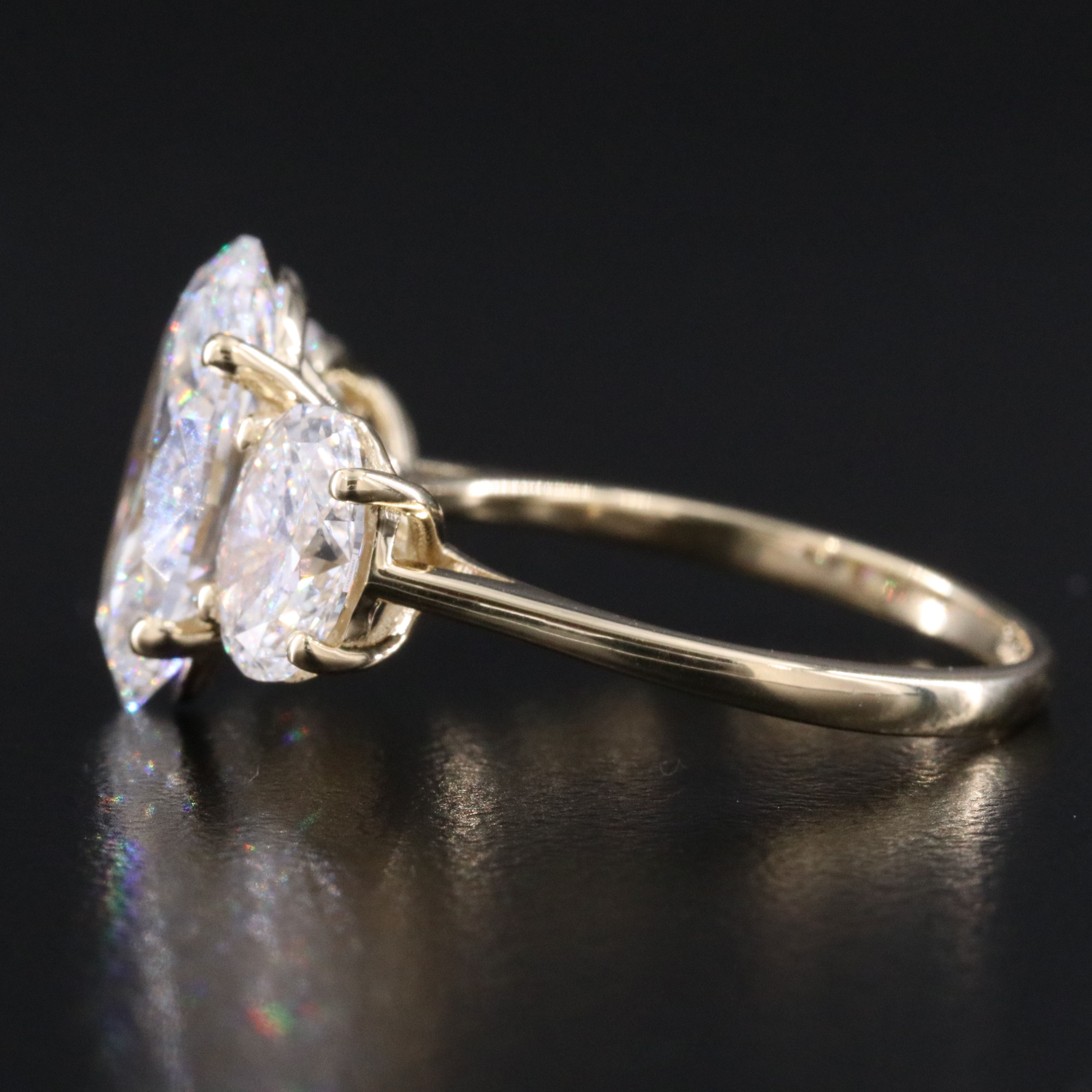 14K 7.04 CTW Lab Grown Diamond Three Stone Ring with IGI Reports