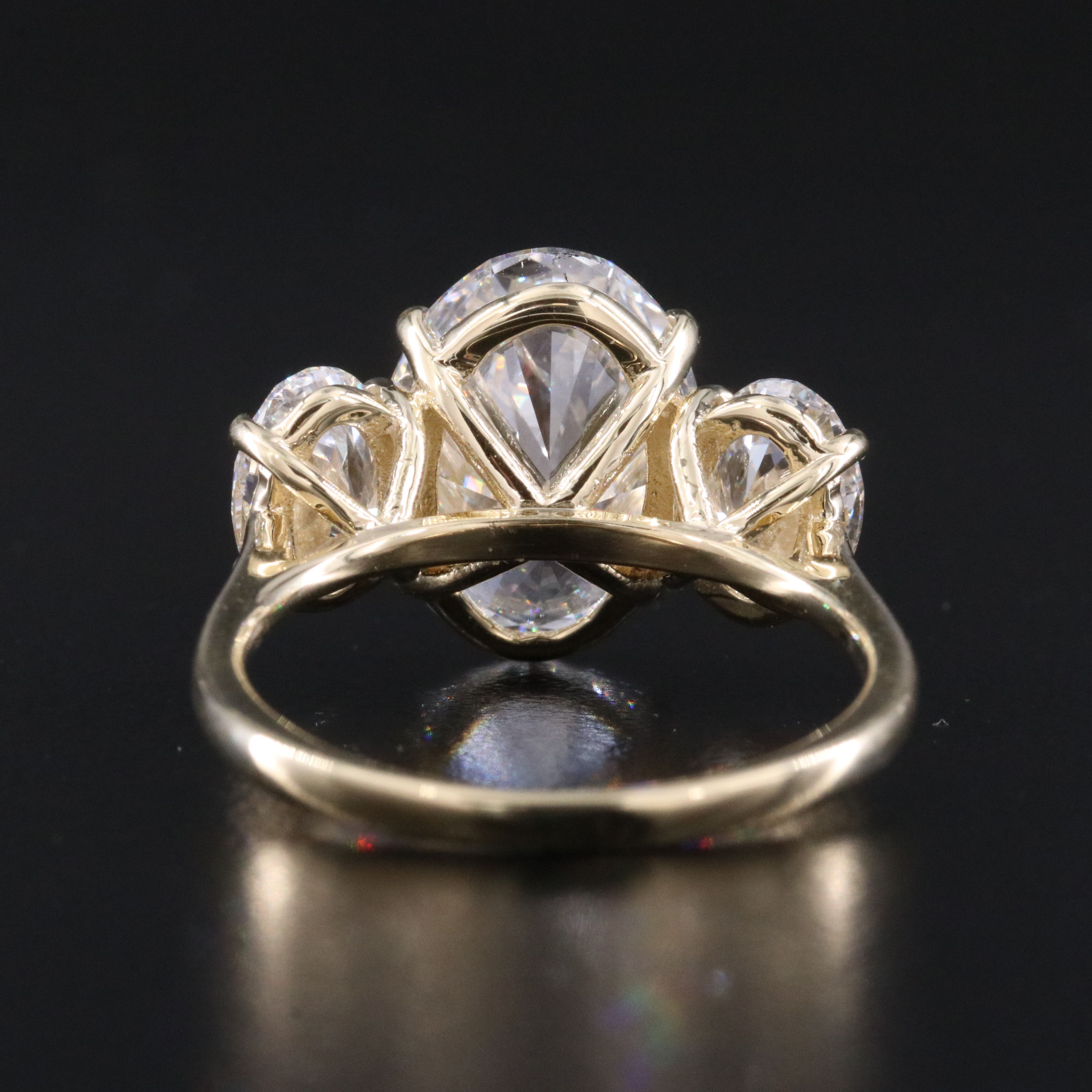 14K 7.04 CTW Lab Grown Diamond Three Stone Ring with IGI Reports