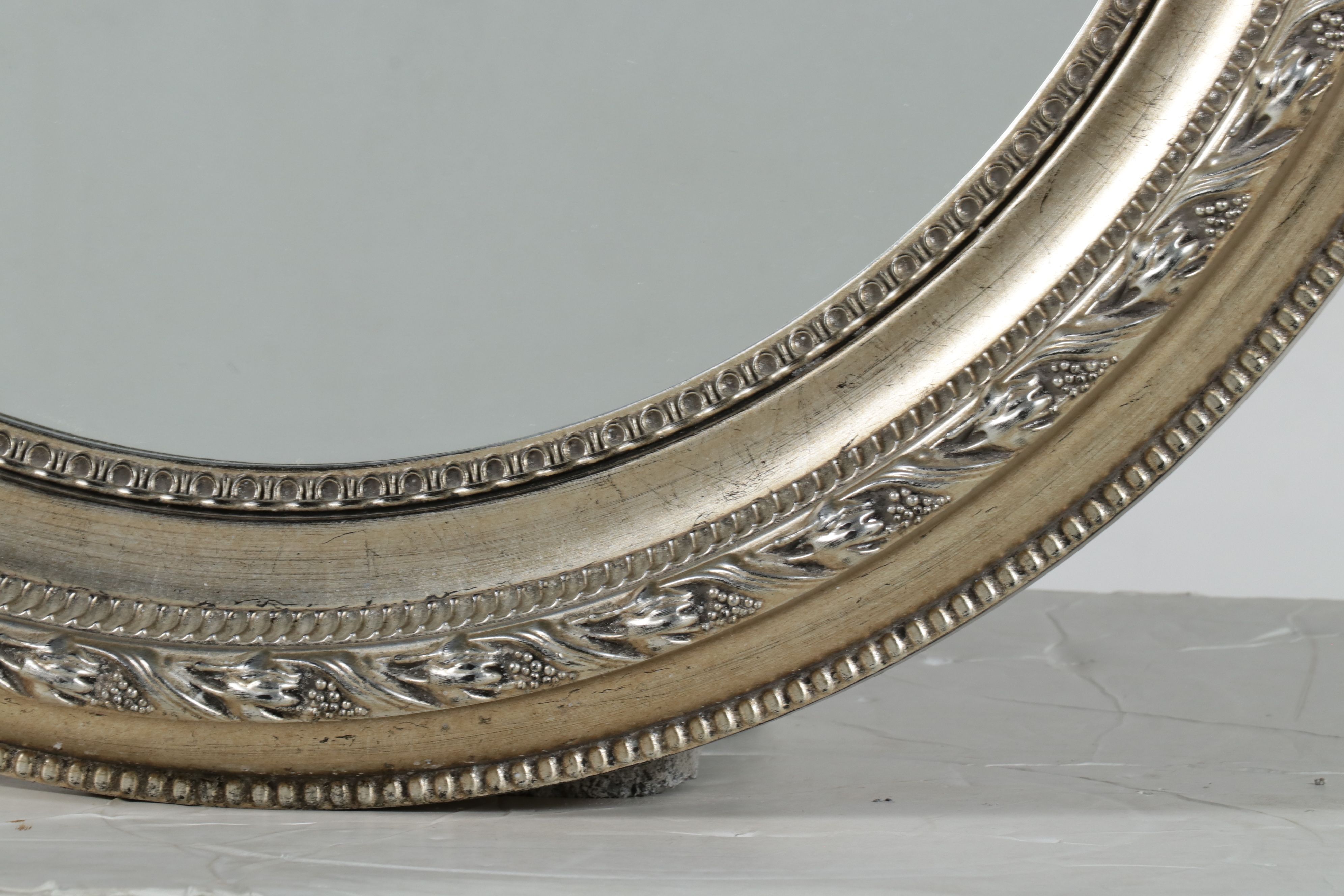 Contemporary Empire Style Round Silver-Gilt Beveled Wall Mirror, 21st Century