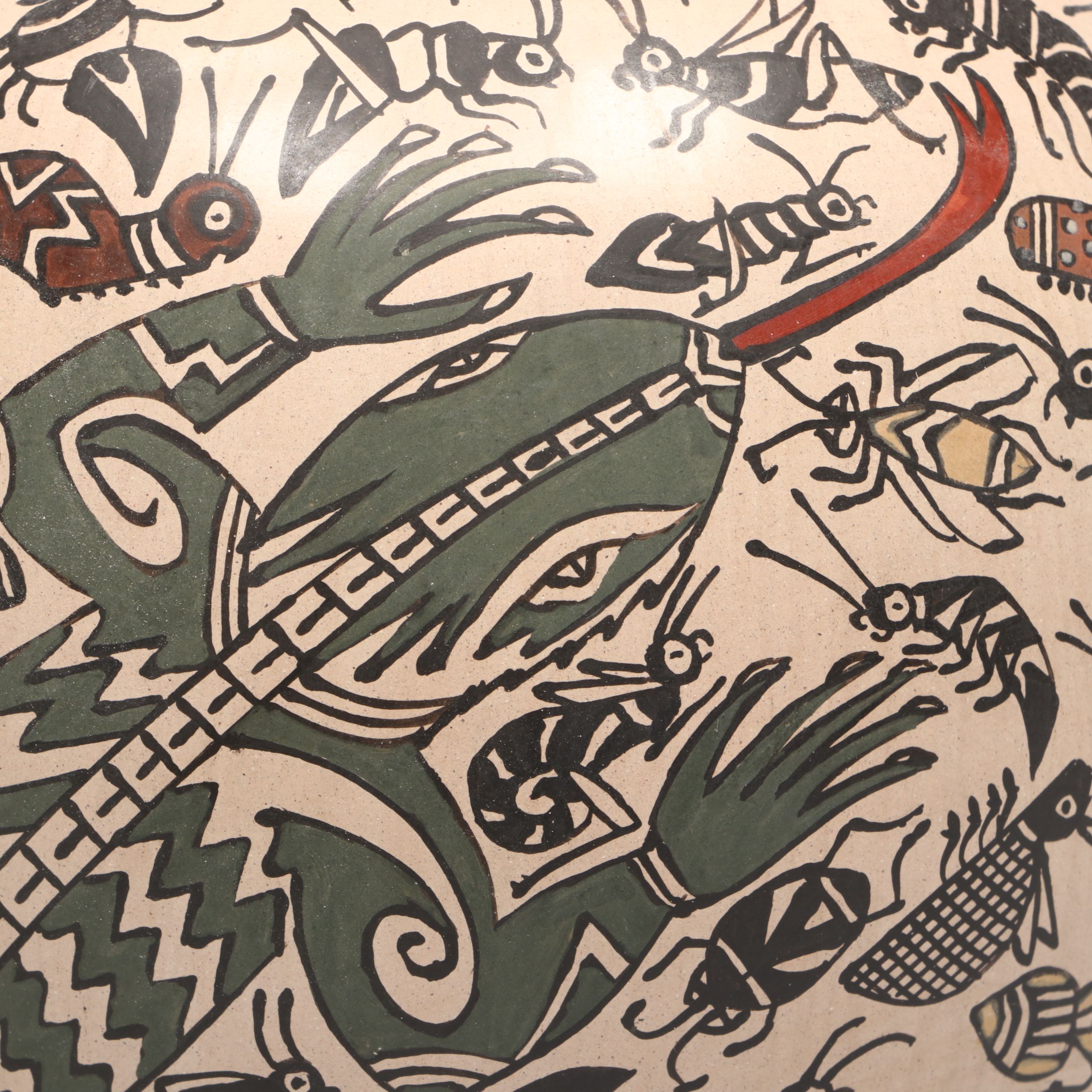 Manuel Rodriguez Guillen Mata Ortiz Pottery Vase with Insects and Lizards