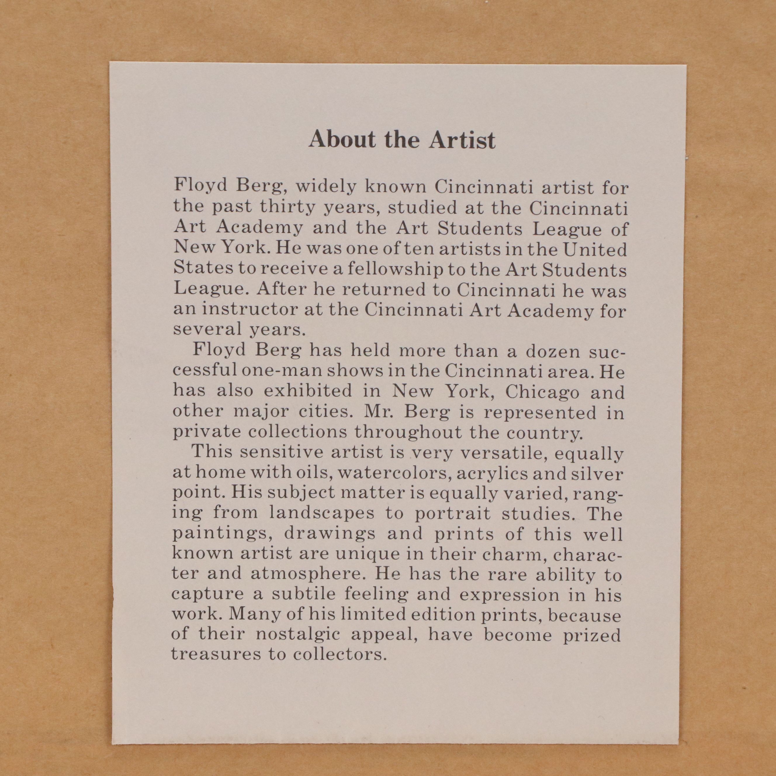 Floyd Berg Offset Hand-Colored Lithograph "White Castle"