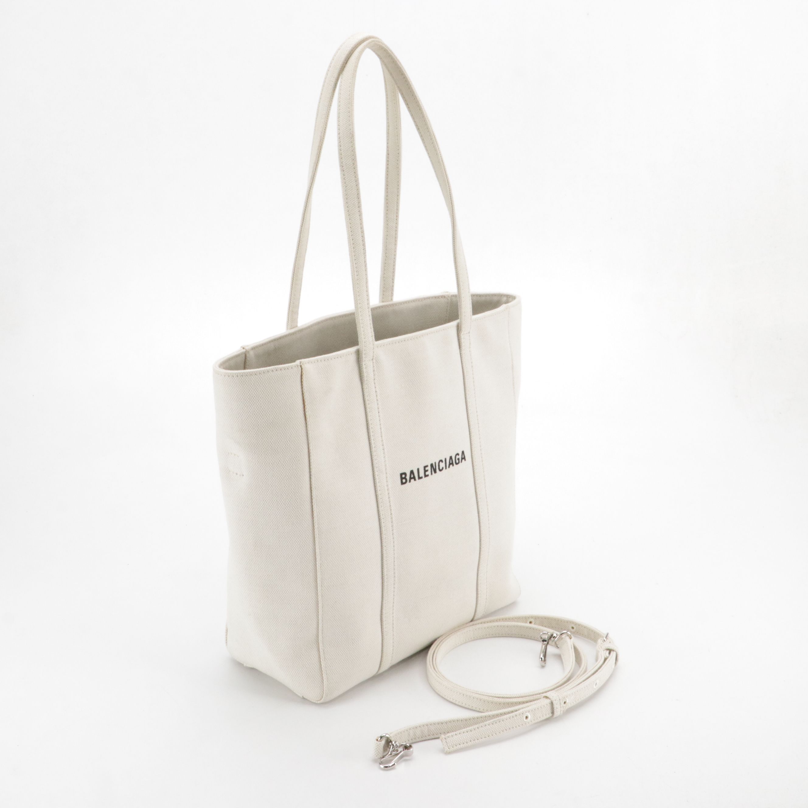 Balenciaga Small Everyday Two-Way Tote Bag in White Canvas