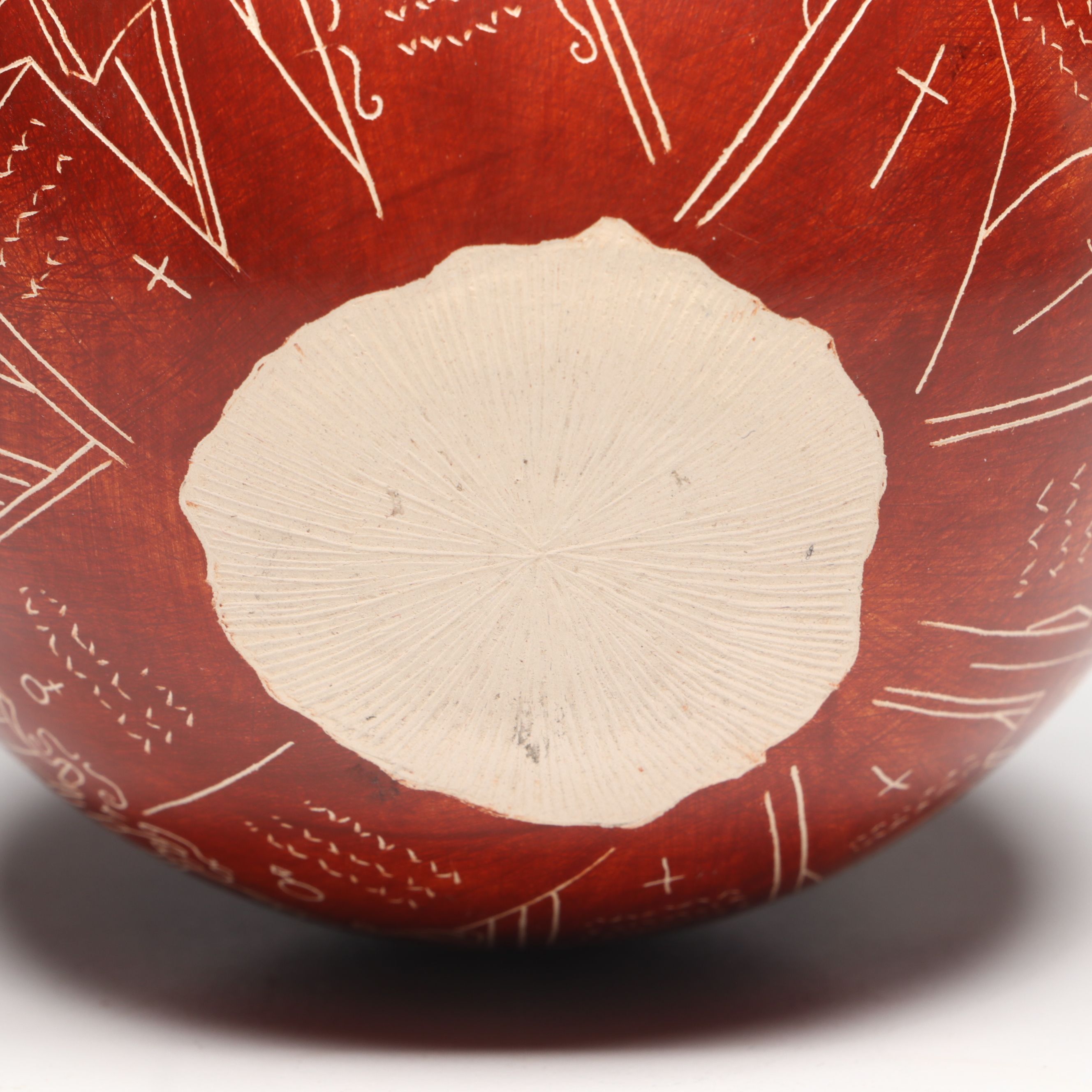 Abel R. Lopez Mata Ortiz "Day of the Dead" Sgaffito Pottery Vase