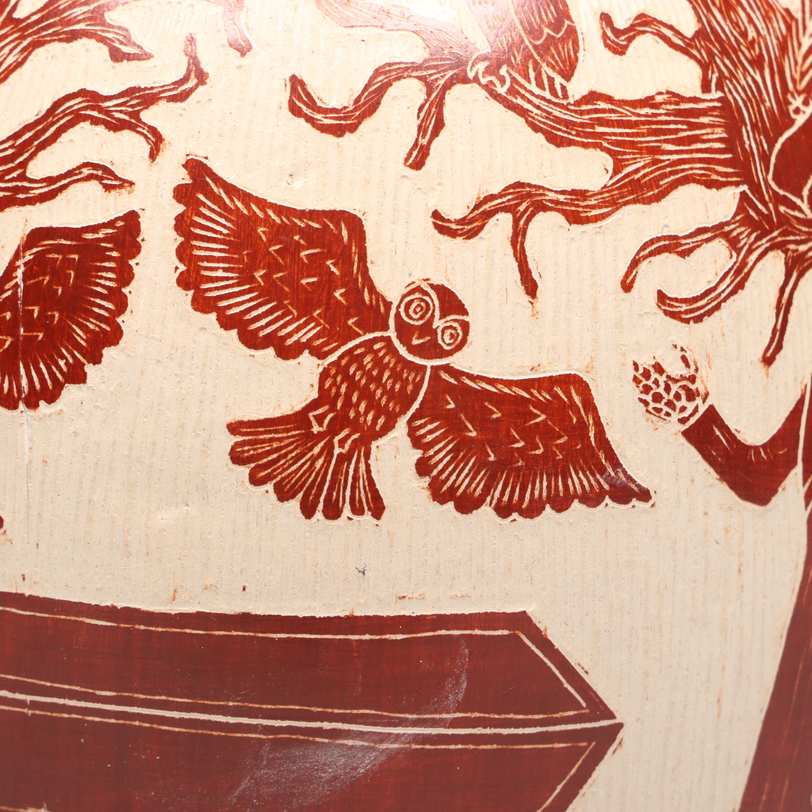 Abel R. Lopez Mata Ortiz "Day of the Dead" Sgaffito Pottery Vase