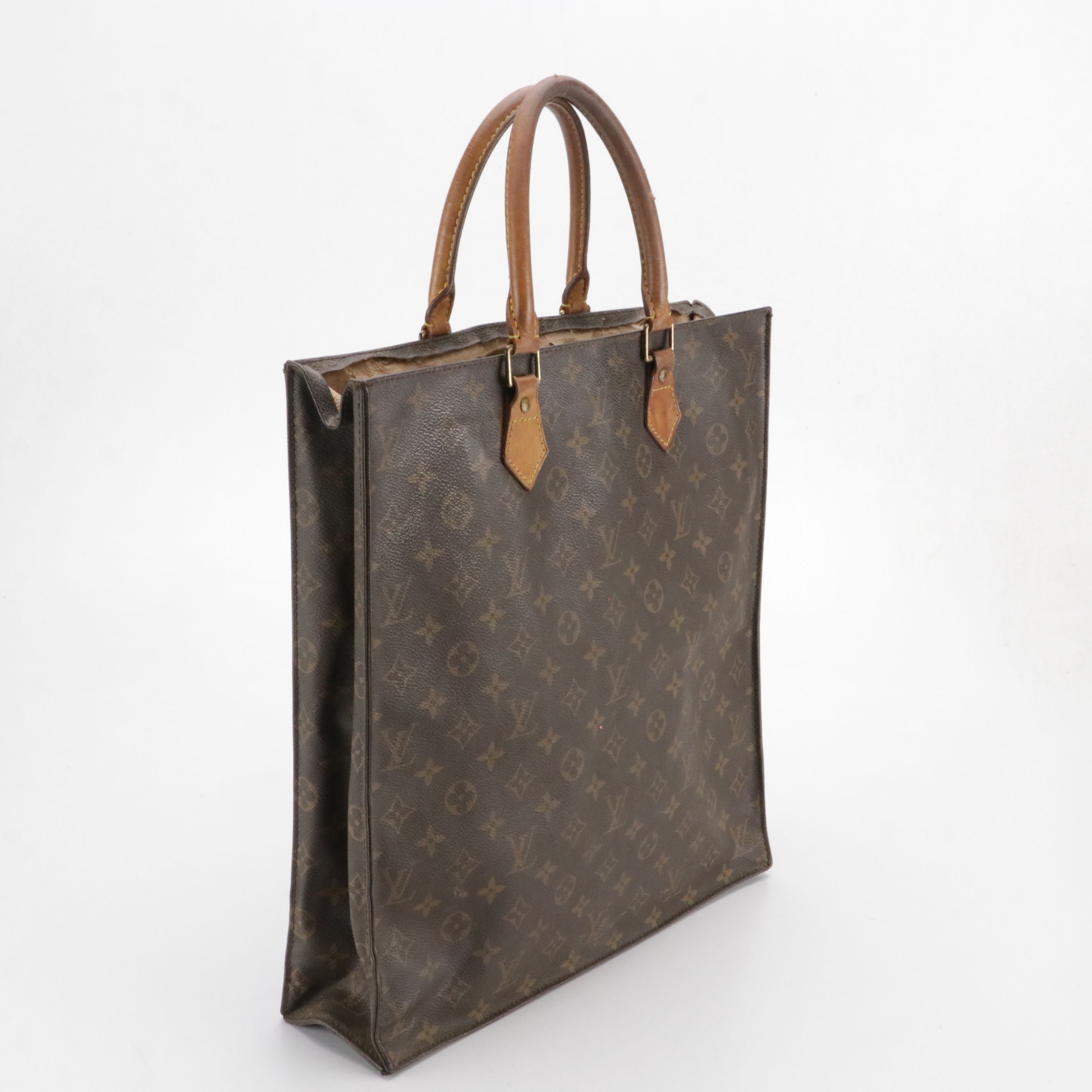 Louis Vuitton Sac Plat in Monogram Canvas and Vachetta Leather
