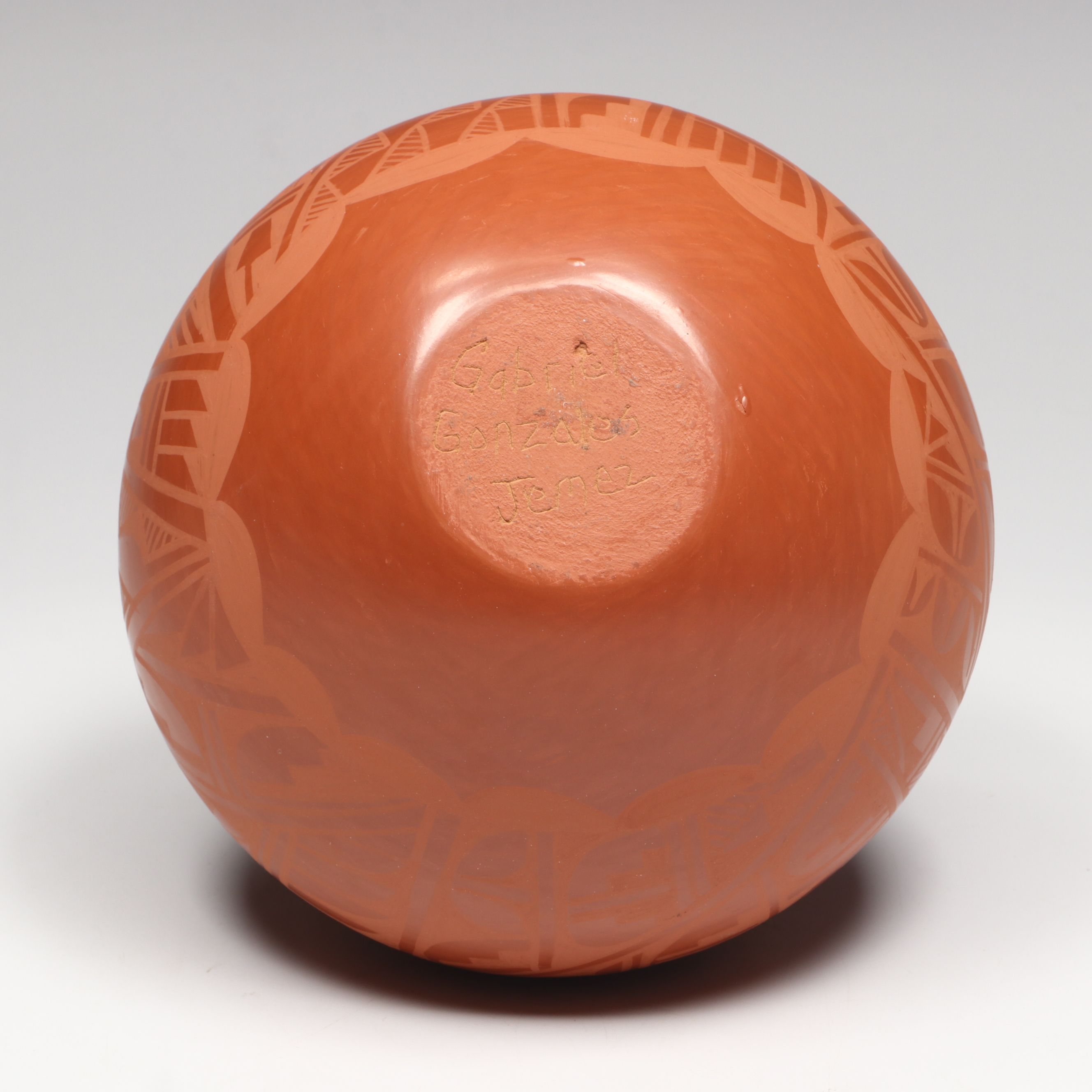 Gabriel Gonzales Jemez Pueblo Pottery Redware Bowl
