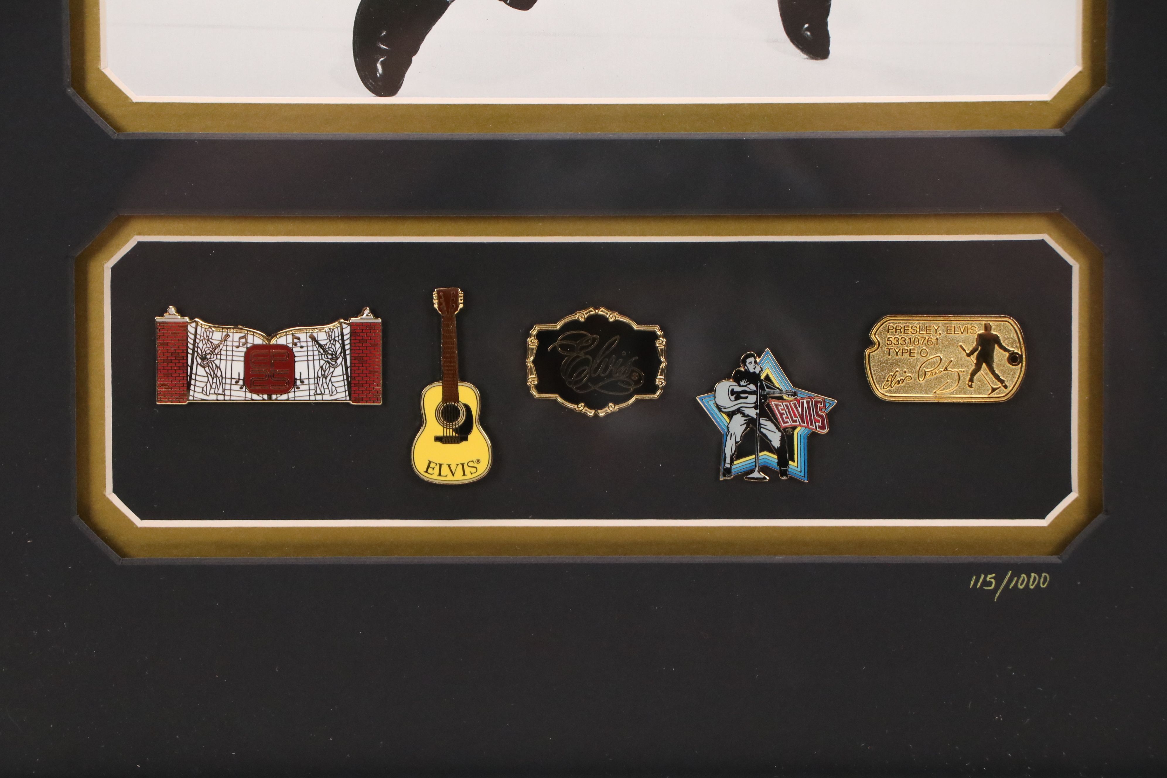 "Jailhouse Rock" Elvis Themed Enamel Pin Set with Print, 2002