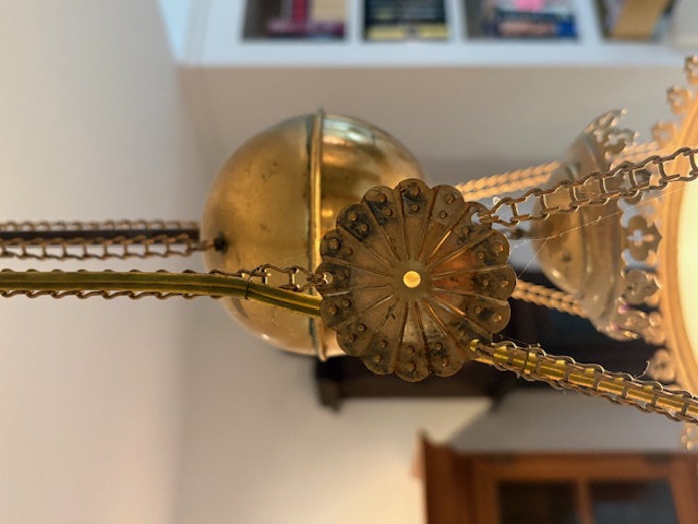 Victorian Style Milk Glass Parlor Pendant Lamp