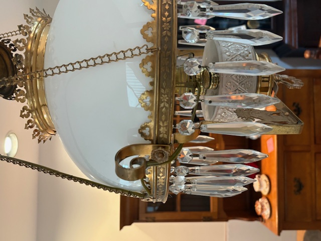 Victorian Style Milk Glass Parlor Pendant Lamp