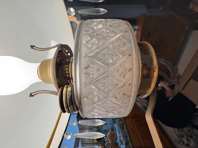 Victorian Style Milk Glass Parlor Pendant Lamp