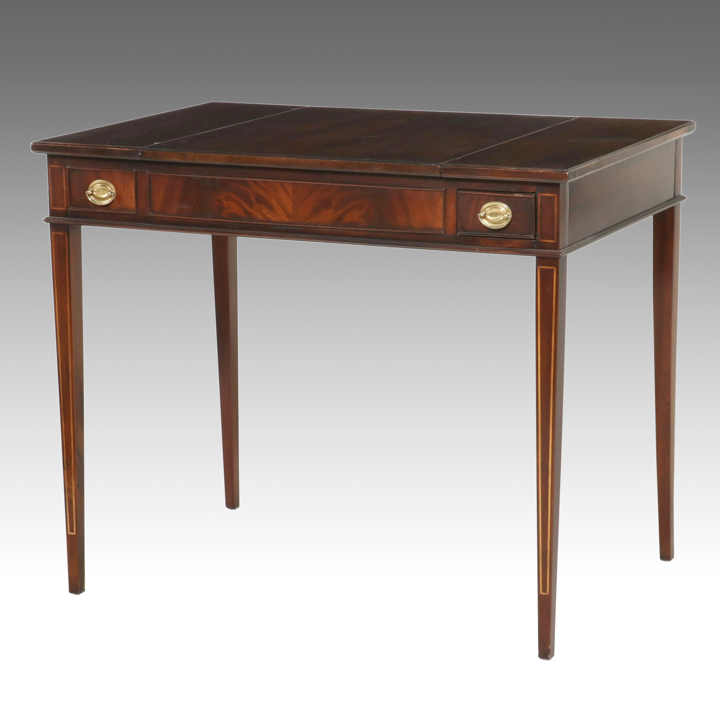 Wellington Hall Hepplewhite Style Mahogany Games Table, Late 20th Century