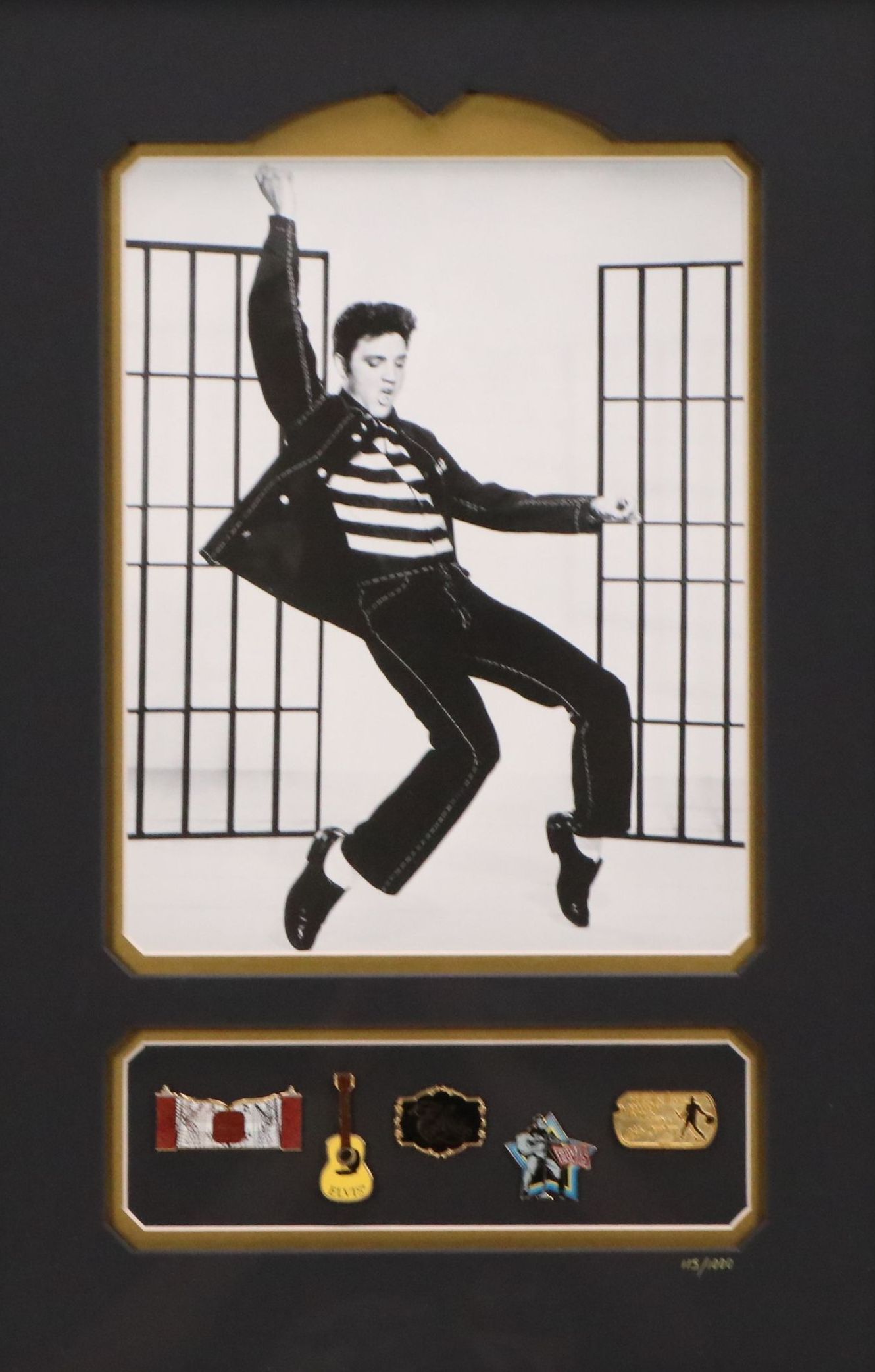 "Jailhouse Rock" Elvis Themed Enamel Pin Set with Print, 2002
