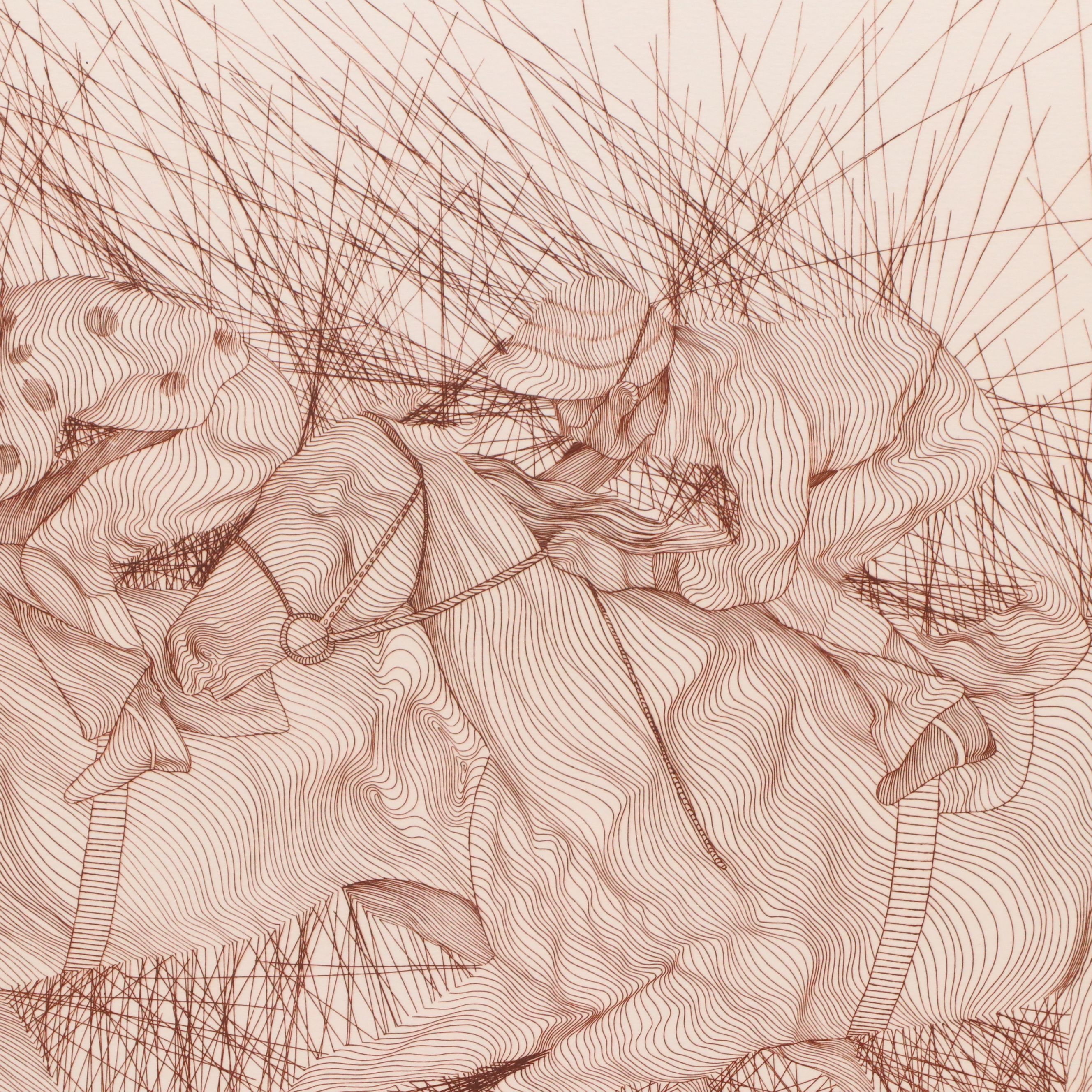 Guillaume Azoulay Etching "The Last Furlong," 1980s