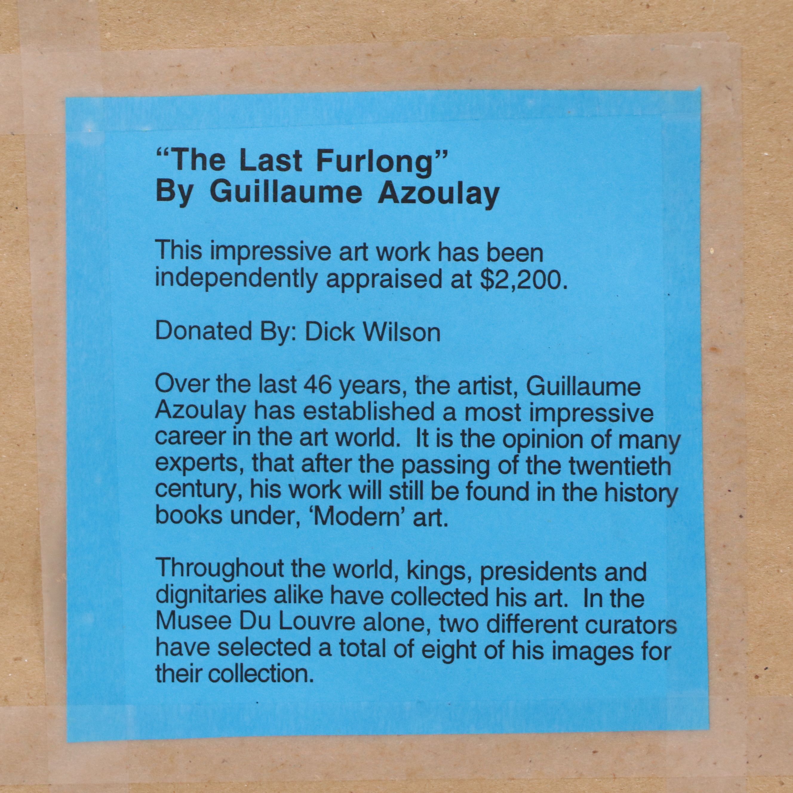 Guillaume Azoulay Etching "The Last Furlong," 1980s
