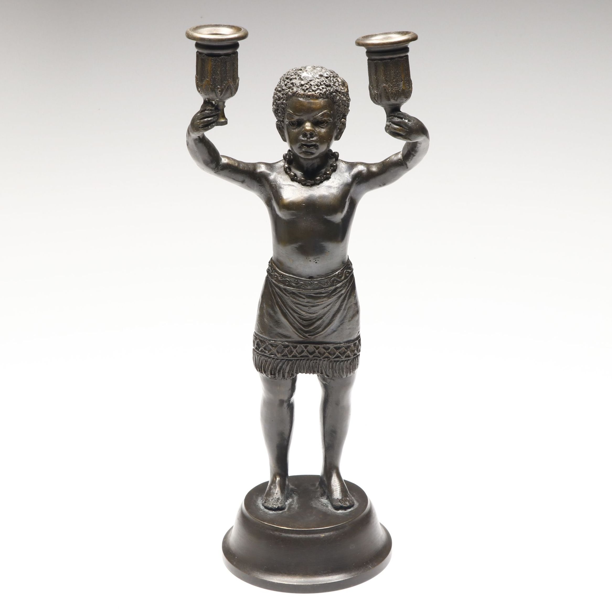 Bronze Finish Figural Candle Holder