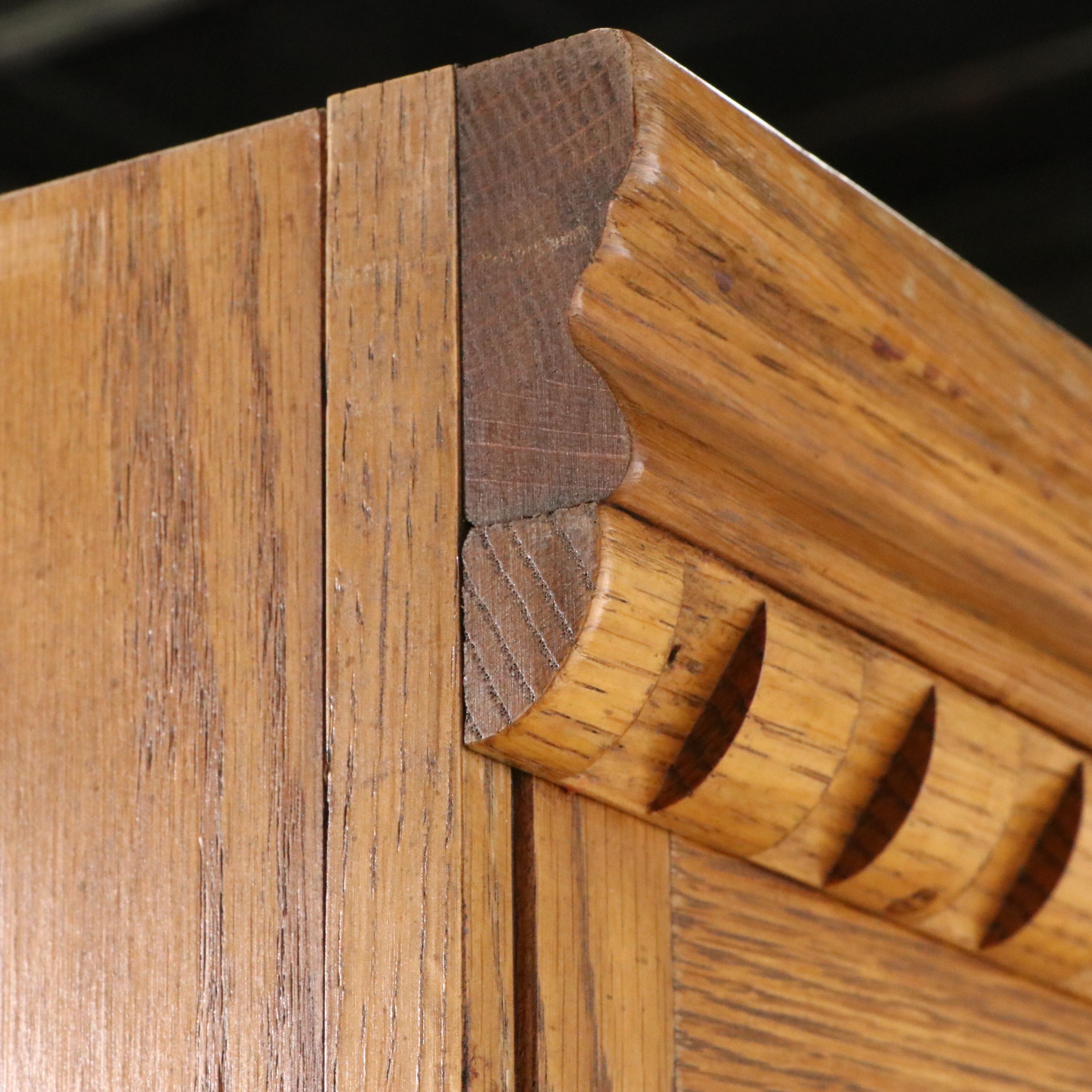 Pair of Oak Media Cabinets with Drop-Front Desk Compartments, Late 20th Century
