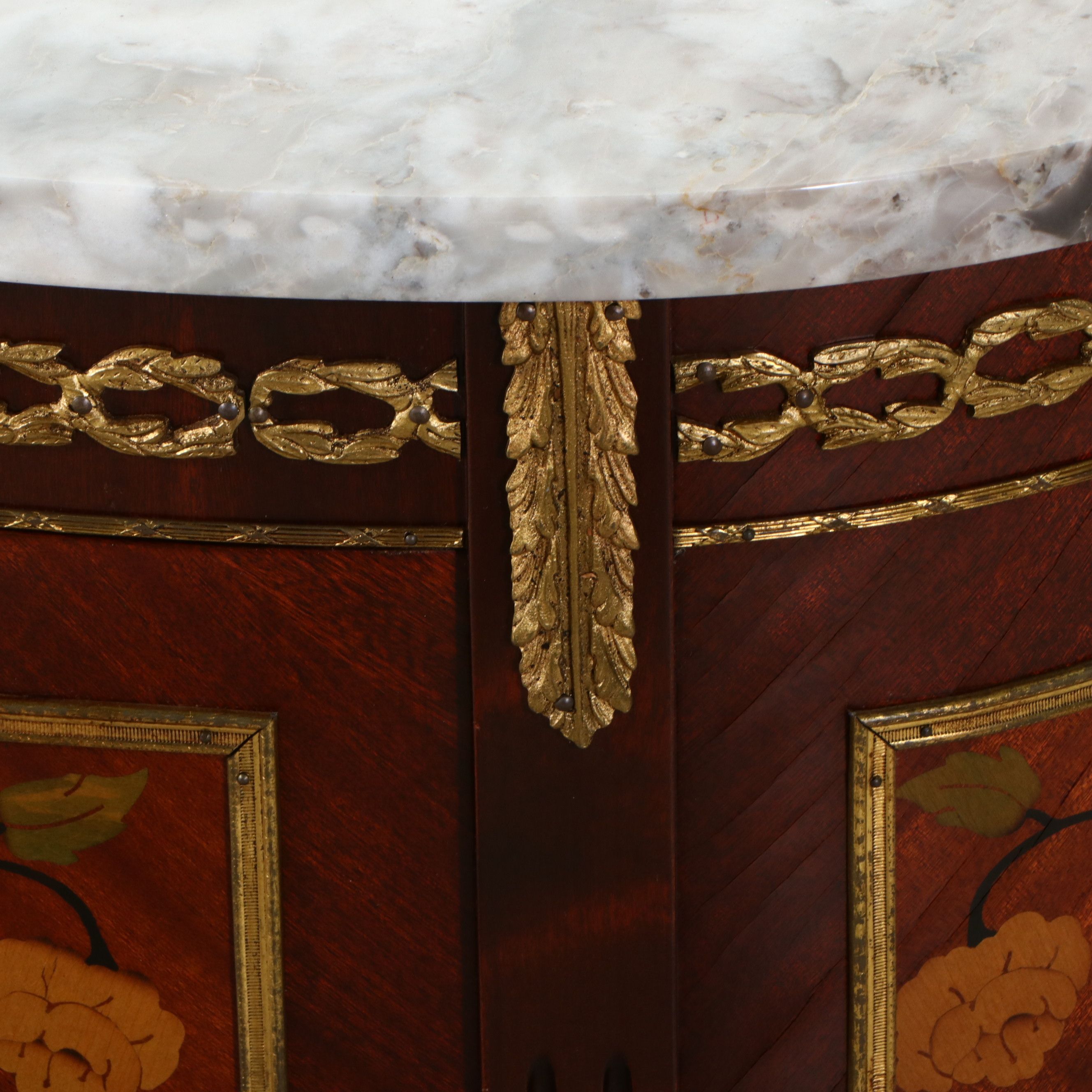 Spanish Neoclassical Style Marquetry Commode with Marble Top