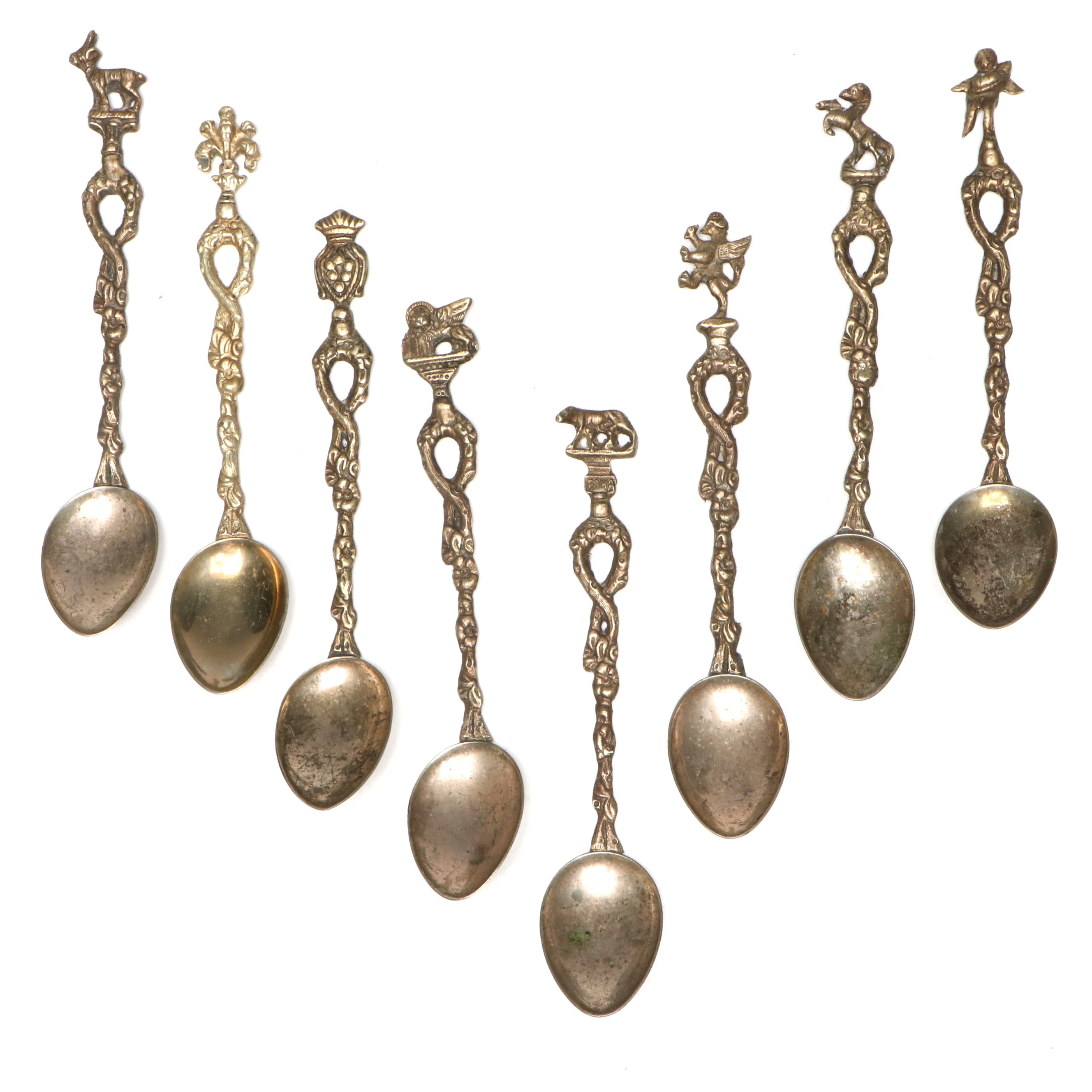 Italian City Symbols and Other Demitasse Spoons, Mid to Late 20th Century