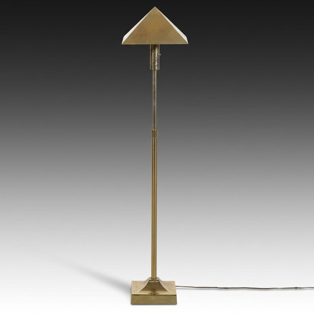 Laurel Lamp Co. Brass Deco Revival Floor Lamp with Pyramid Shade, Late 20th C