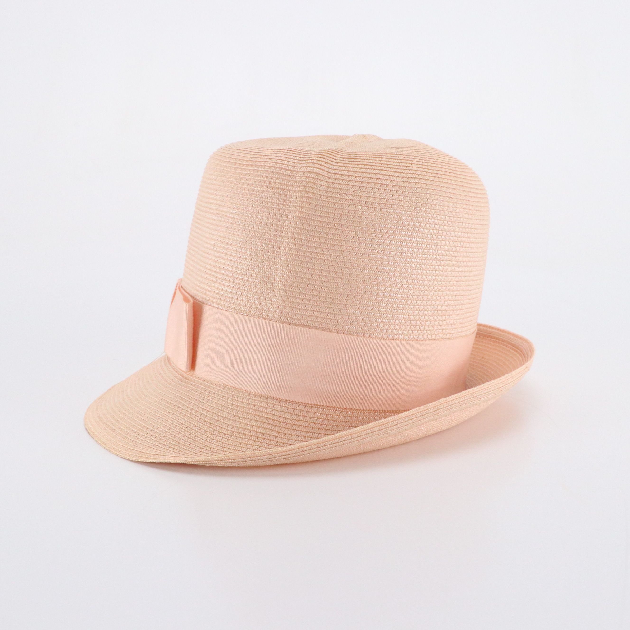 Side-Brim Cloche Hat in Woven Synthetic Straw with Hat Box
