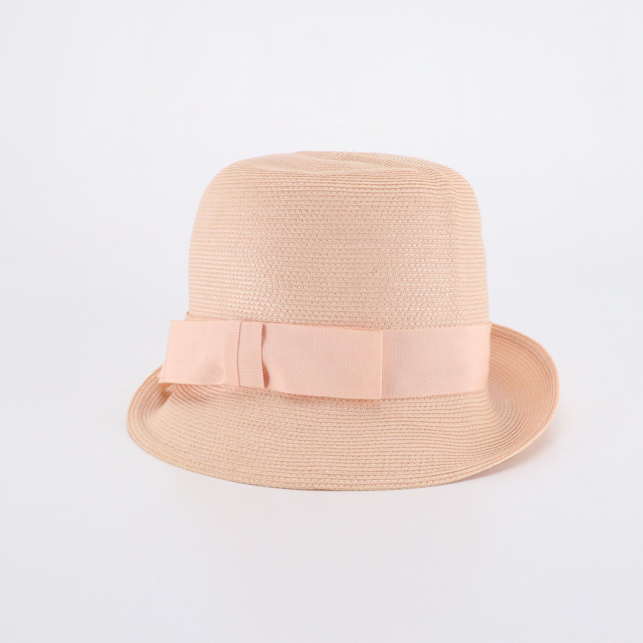 Side-Brim Cloche Hat in Woven Synthetic Straw with Hat Box