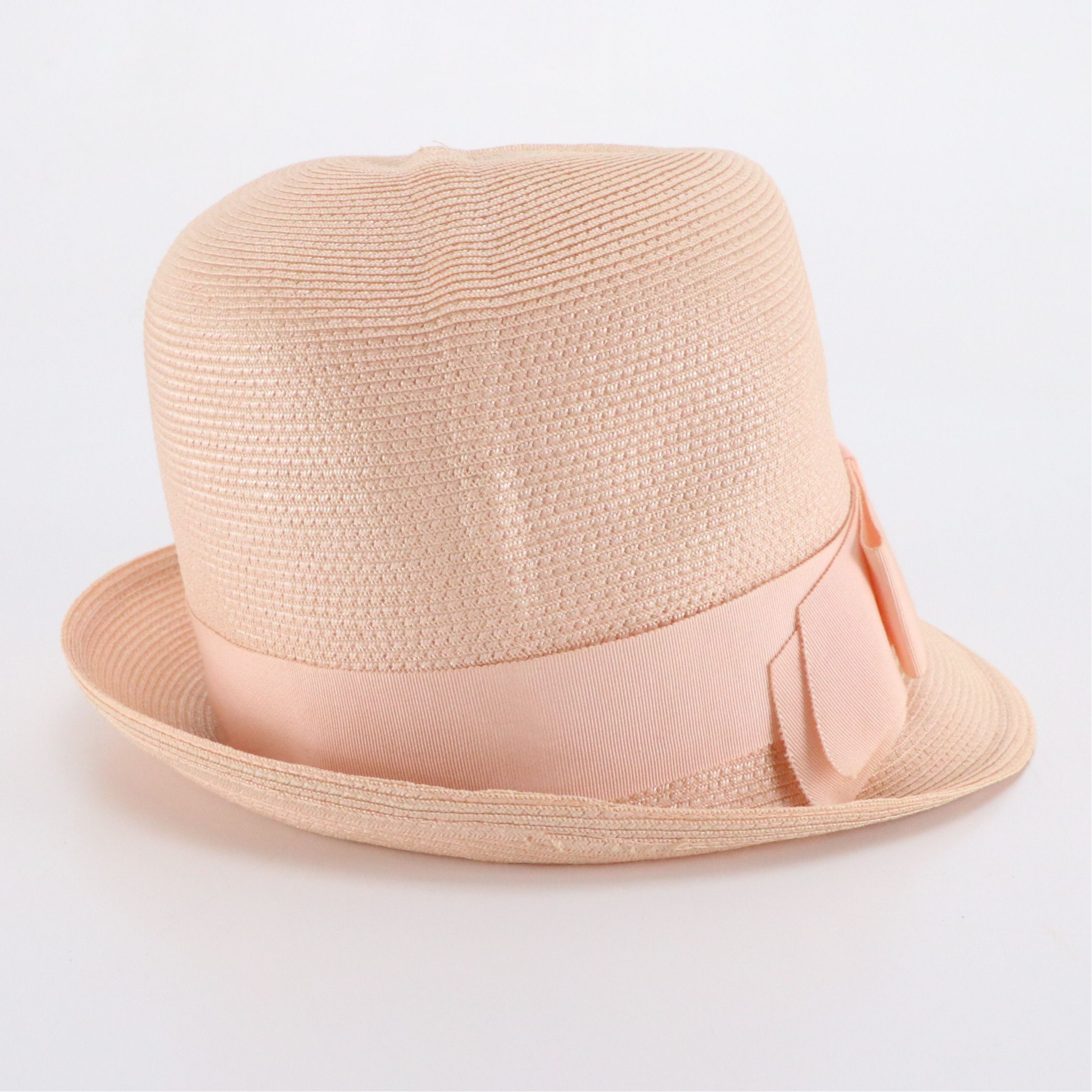 Side-Brim Cloche Hat in Woven Synthetic Straw with Hat Box